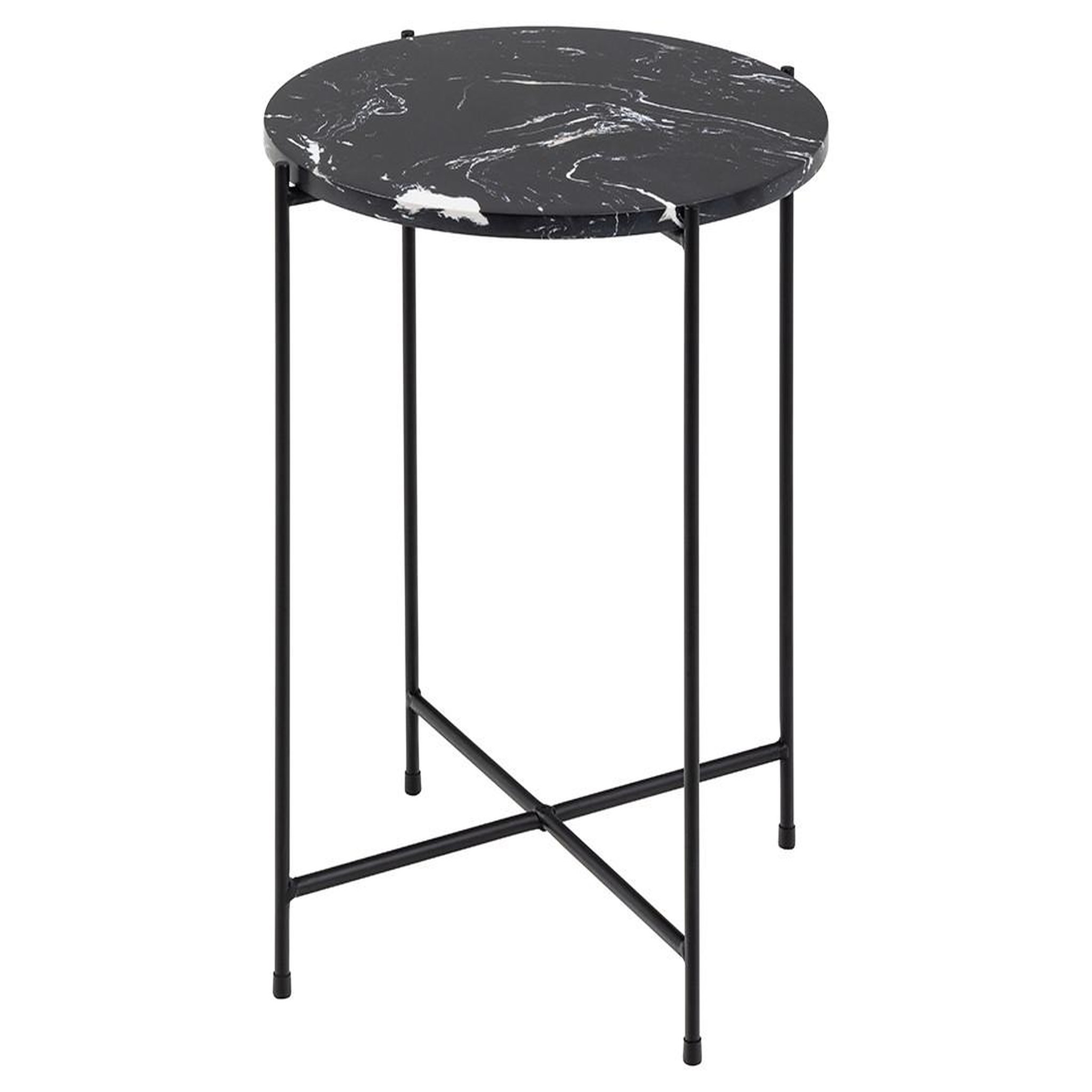 Voir la diapositive 2 : LISA DESIGN Ezaro - table basse ronde - 42 cm - plateau en marbre - pieds en acier