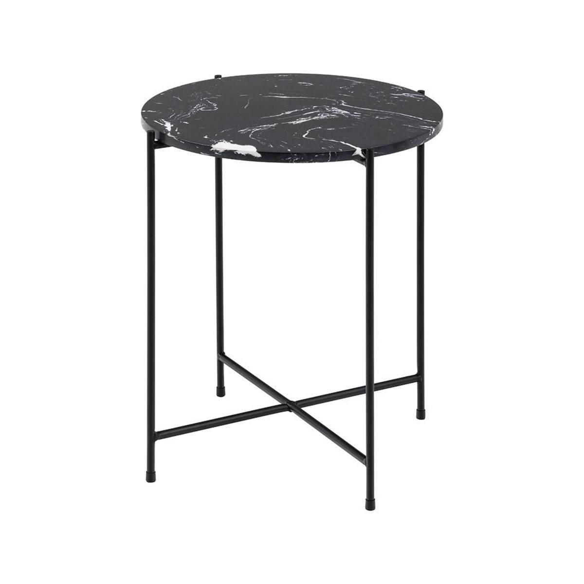 LISA DESIGN Ezaro - table basse ronde - 42 cm - plateau en marbre - pieds en acier