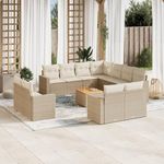 VIDAXL Salon de jardin avec coussins 12 pcs beige resine tressee