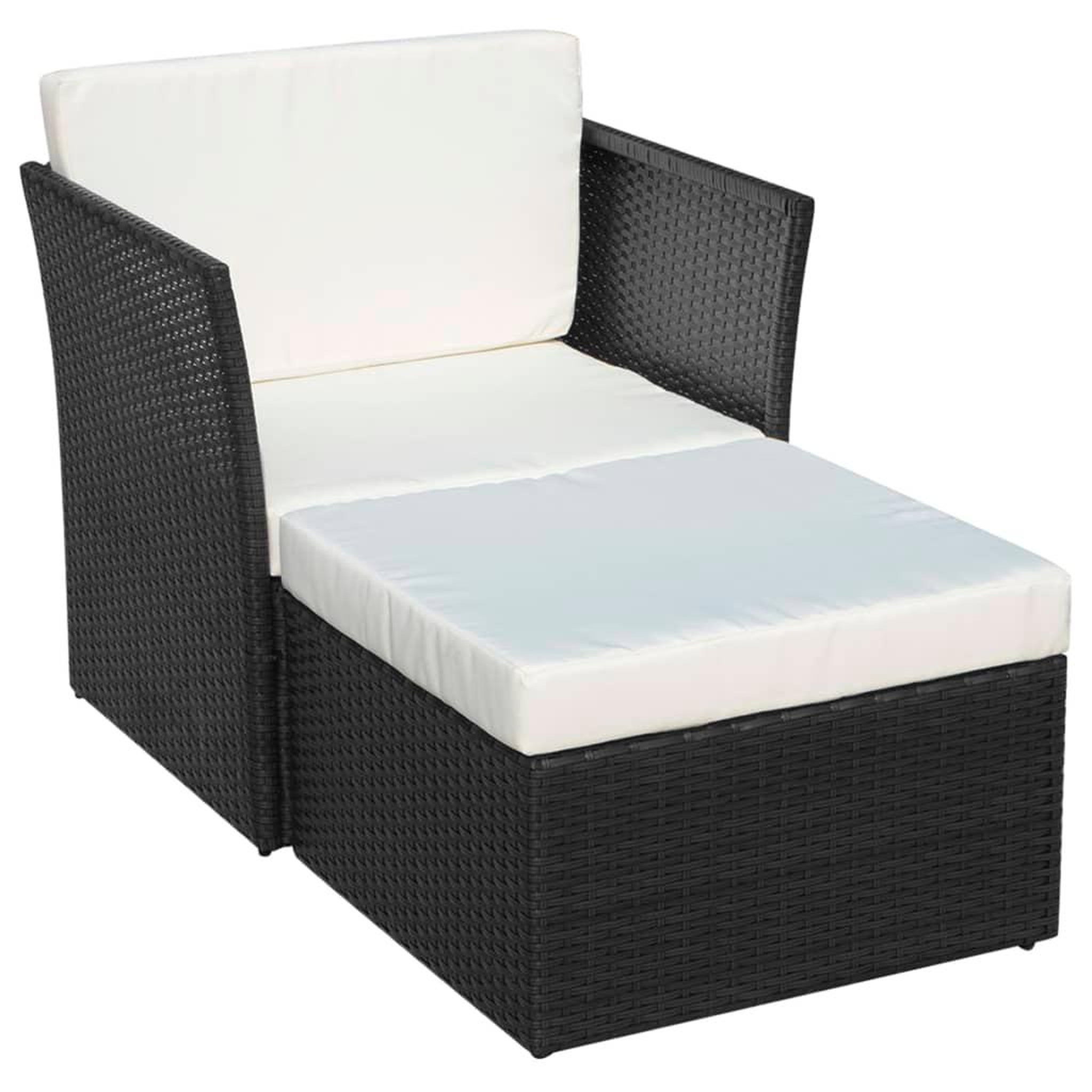 Voir la diapositive 3 : VIDAXL Chaise de jardin avec tabouret Noir Resine tressee