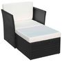Voir la diapositive 3 : VIDAXL Chaise de jardin avec tabouret Noir Resine tressee