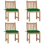 VIDAXL Chaises de jardin lot de 4 avec coussins Bois de teck massif