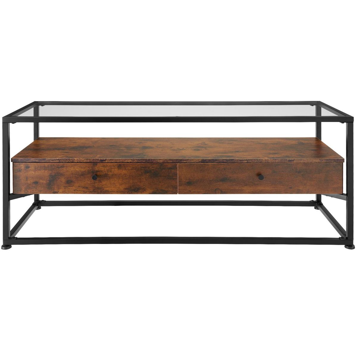 tectake Buffet bas style industriel Bois foncé industriel, rustique