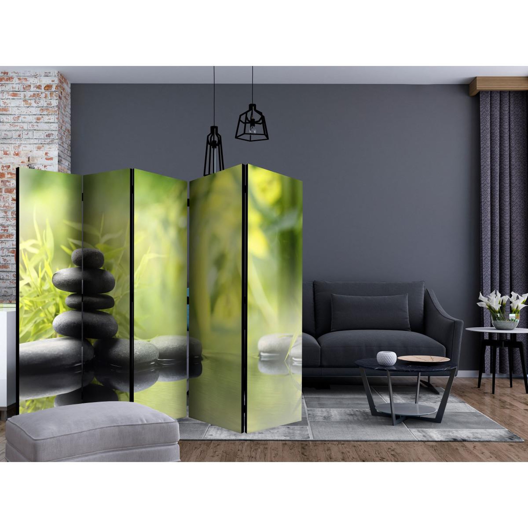 Voir la diapositive 2 : Paris Prix Paravent 5 volets  serenity of nature  172x225cm