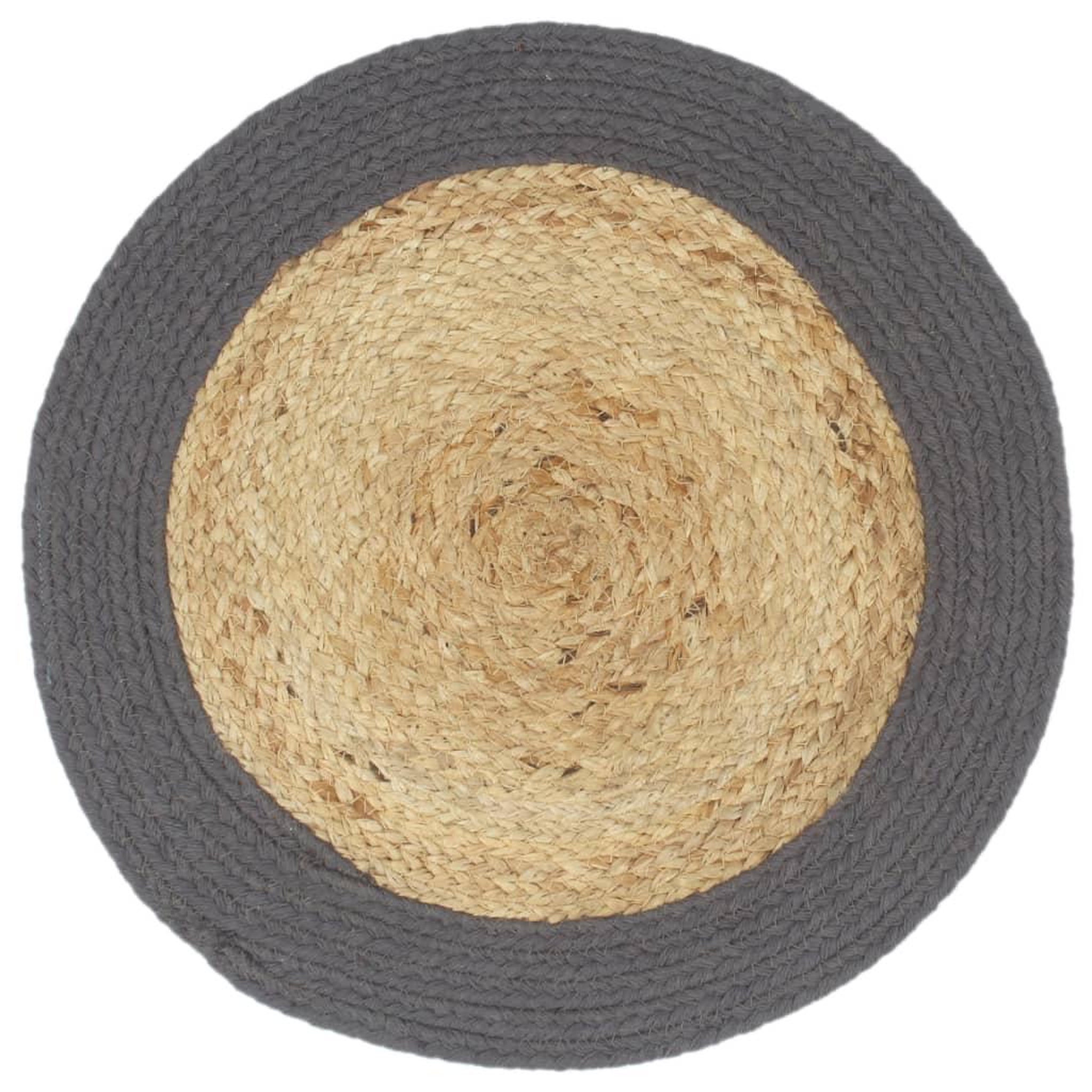 Voir la diapositive 2 : VIDAXL Napperons 6 pcs Naturel et anthracite 38 cm Jute et coton