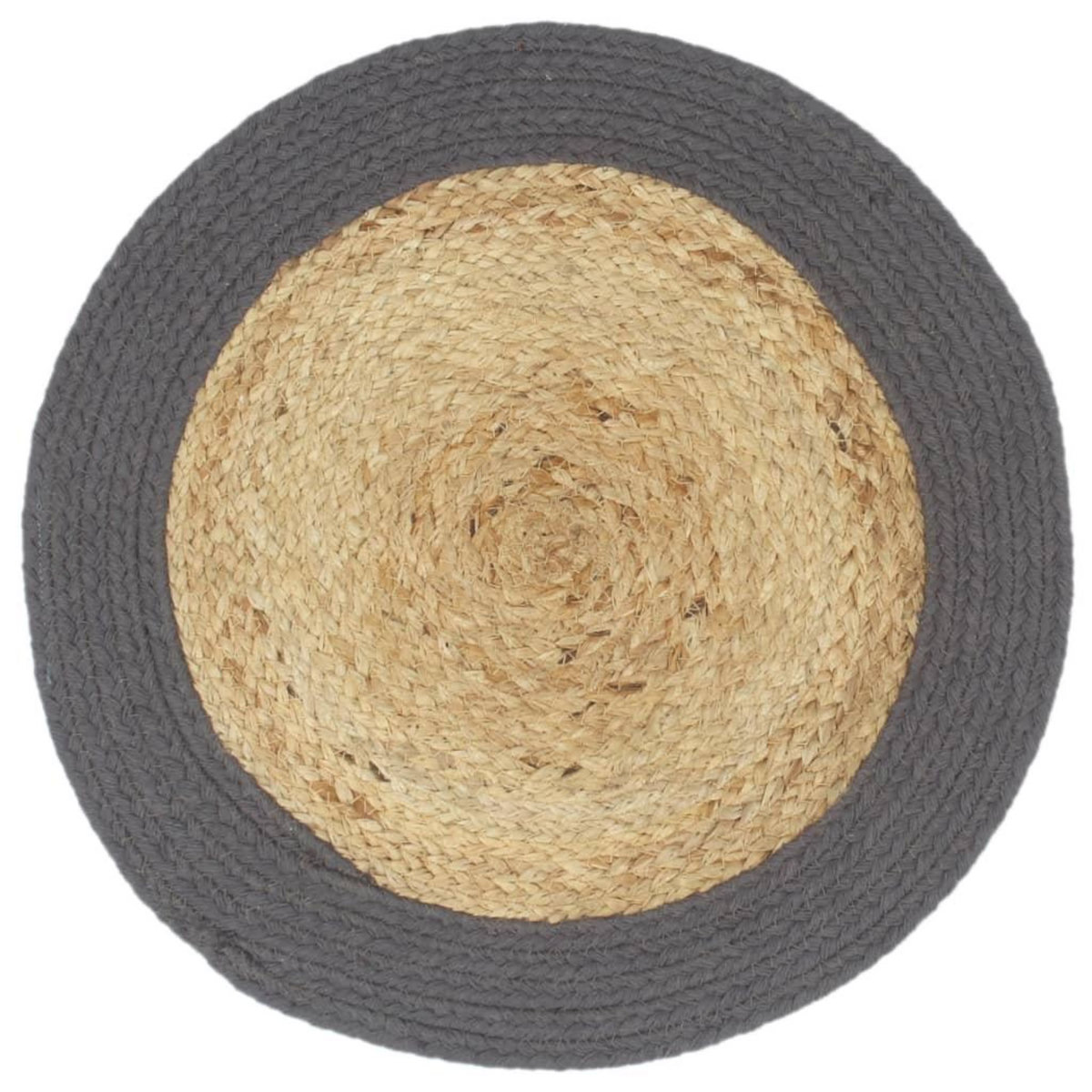 VIDAXL Napperons 6 pcs Naturel et anthracite 38 cm Jute et coton