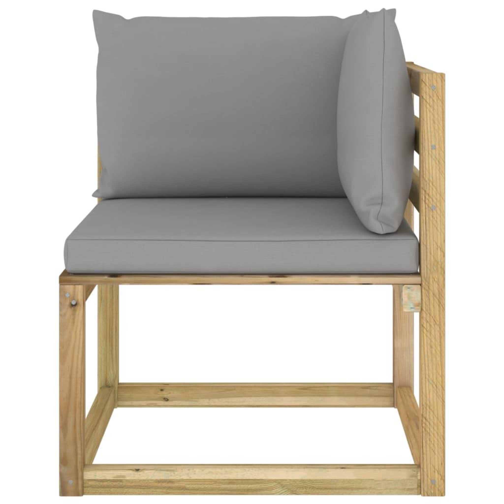 Voir la diapositive 4 : VIDAXL Canape d'angle de jardin avec coussins Bois impregne de vert