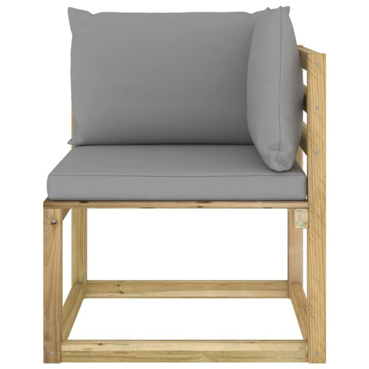 VIDAXL Canape d'angle de jardin avec coussins Bois impregne de vert