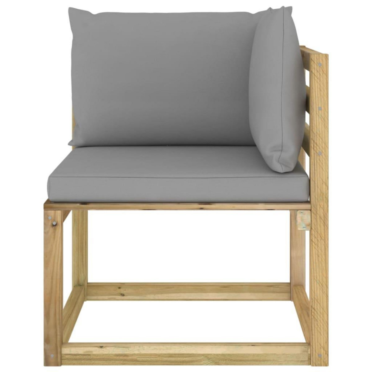 VIDAXL Canape d'angle de jardin avec coussins Bois impregne de vert