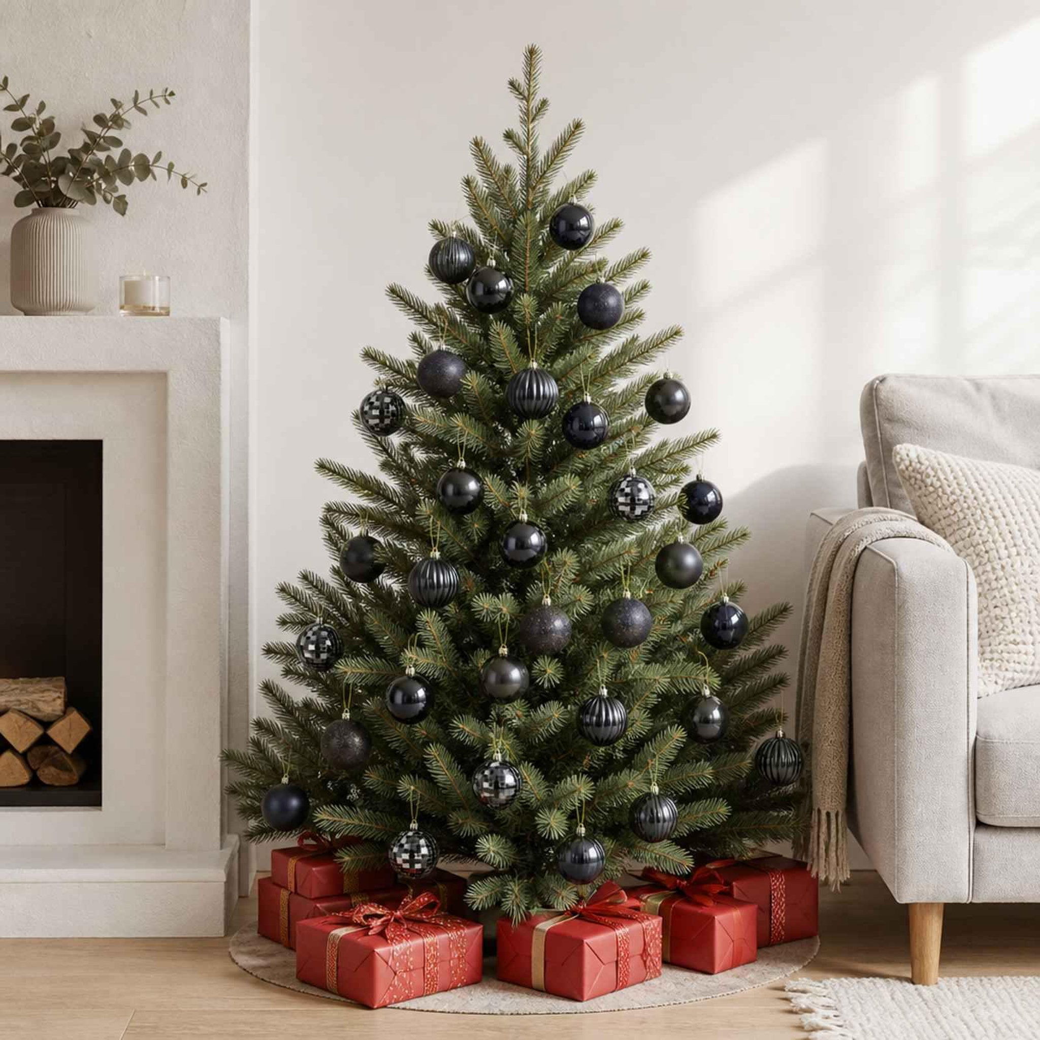 Voir la diapositive 2 : VIDAXL Ensemble de boules de Noël 50 pc Noir Diam. 8 cm Polystyrene