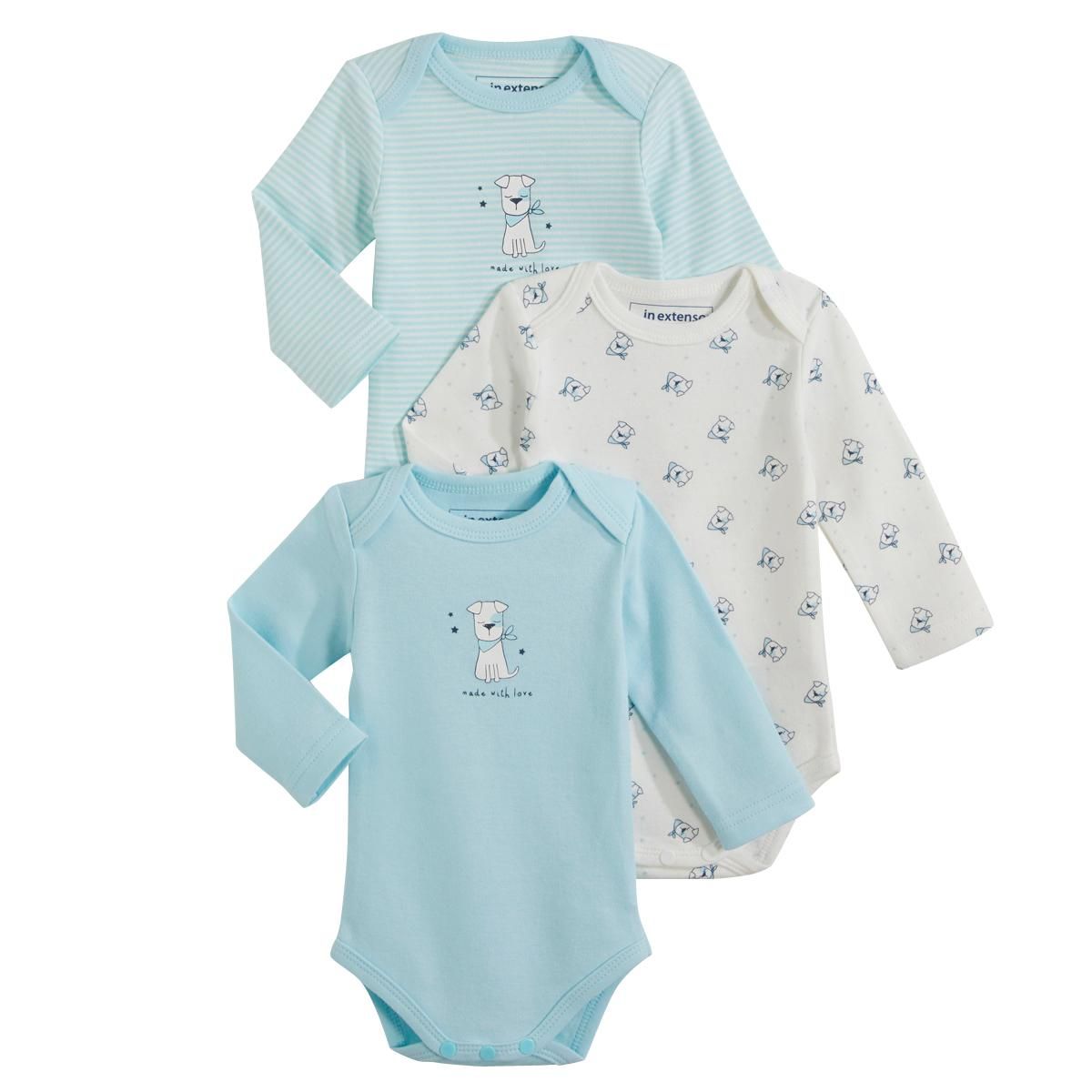IN EXTENSO Lot de 3 bodies manches longues bébé garçon