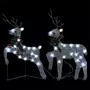 VIDAXL Decoration de Noël Rennes et traîneau 140 LED Exterieur Argente