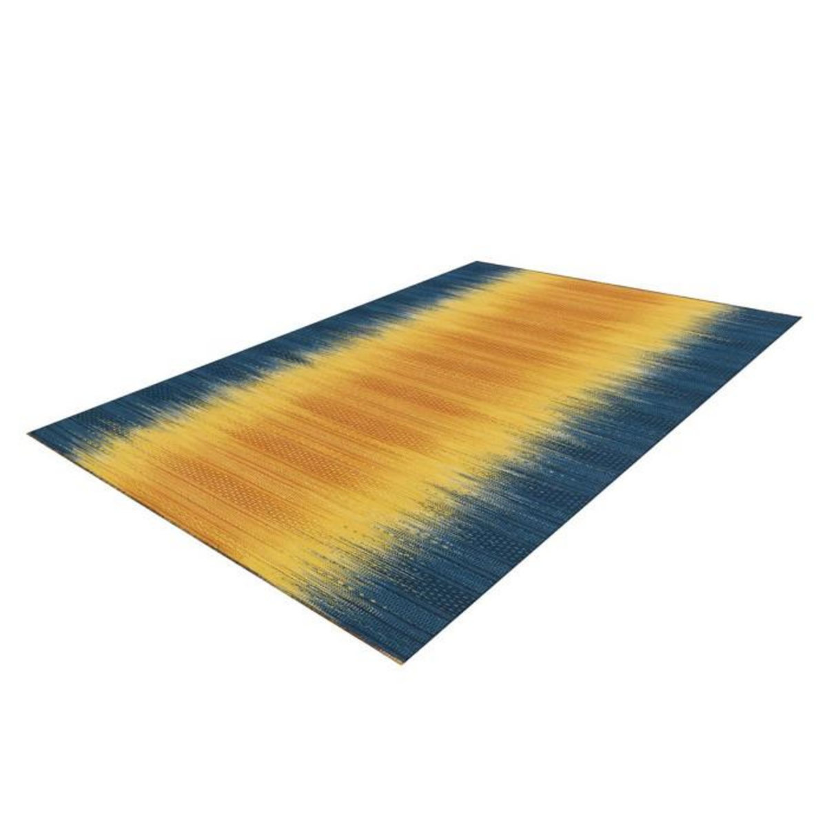 Paris Prix Tapis en Laine Fait Main  Sunset  90x160cm Jaune & Bleu