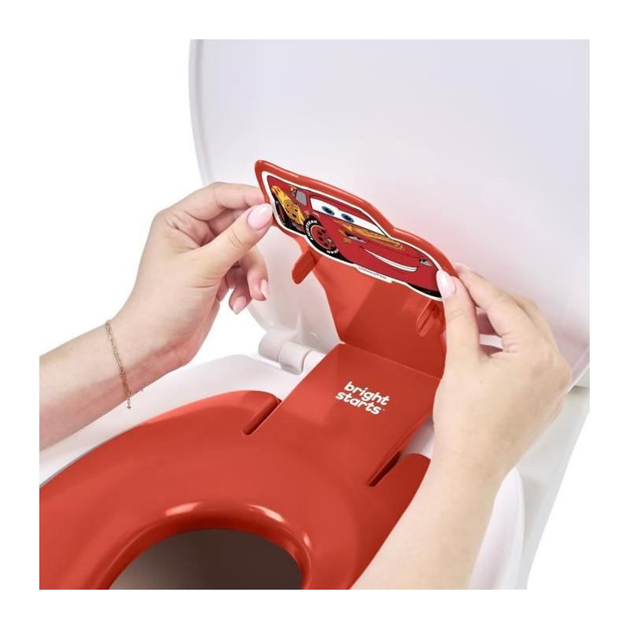 Voir la diapositive 3 : Bright Starts Réducteur de lunette de toilette - DISNEY BABY - CARS - Adhésif - Installation rapide
