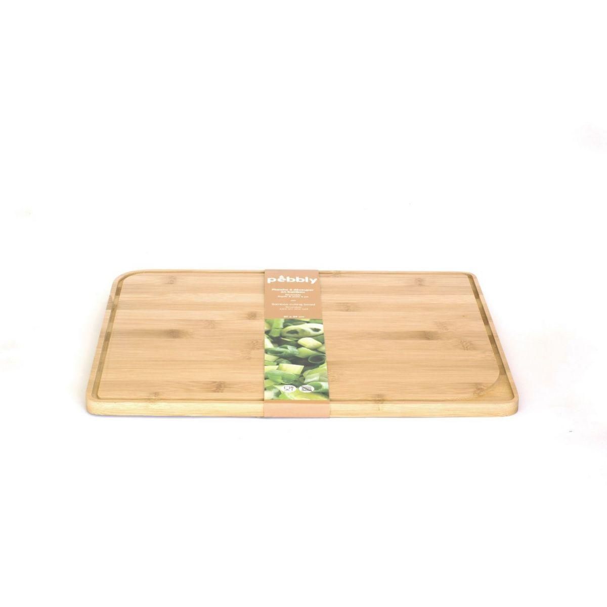 PEBBLY Planche à découper avec rigole 26x18cm - naturelle