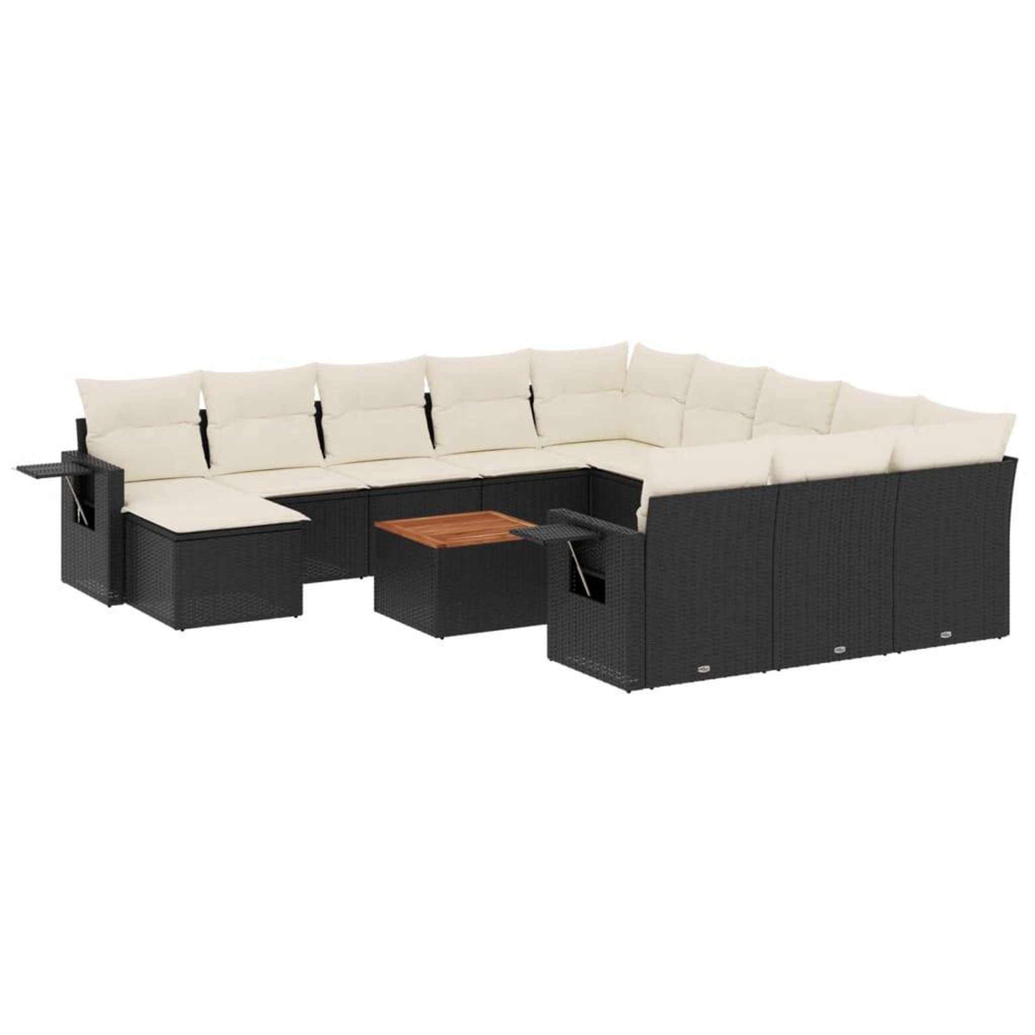 Voir la diapositive 2 : VIDAXL Salon de jardin avec coussins 13 pcs noir resine tressee