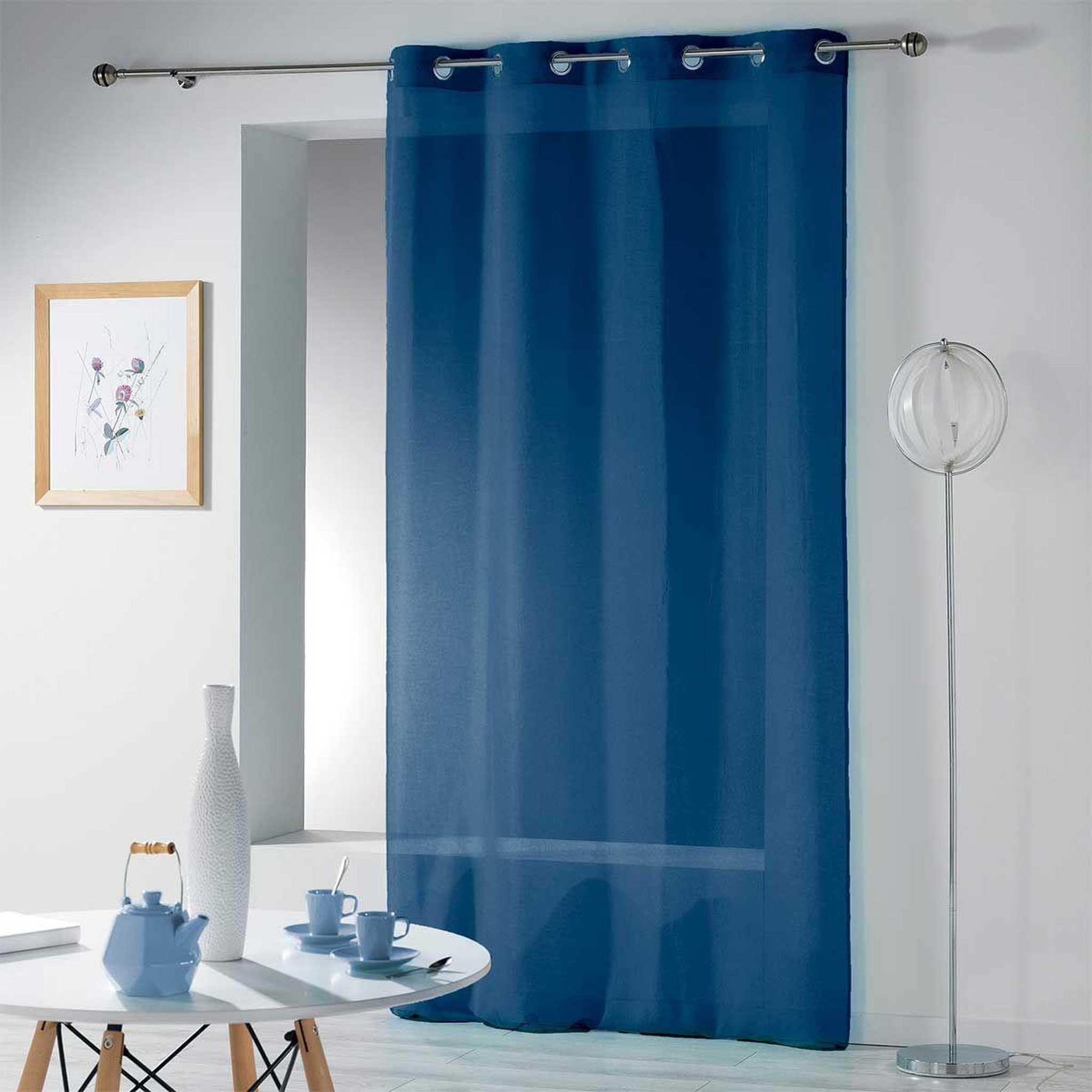Voir la diapositive 3 : Douceur d'Intérieur Rideau voilage étamine  telma  140x280cm bleu marine