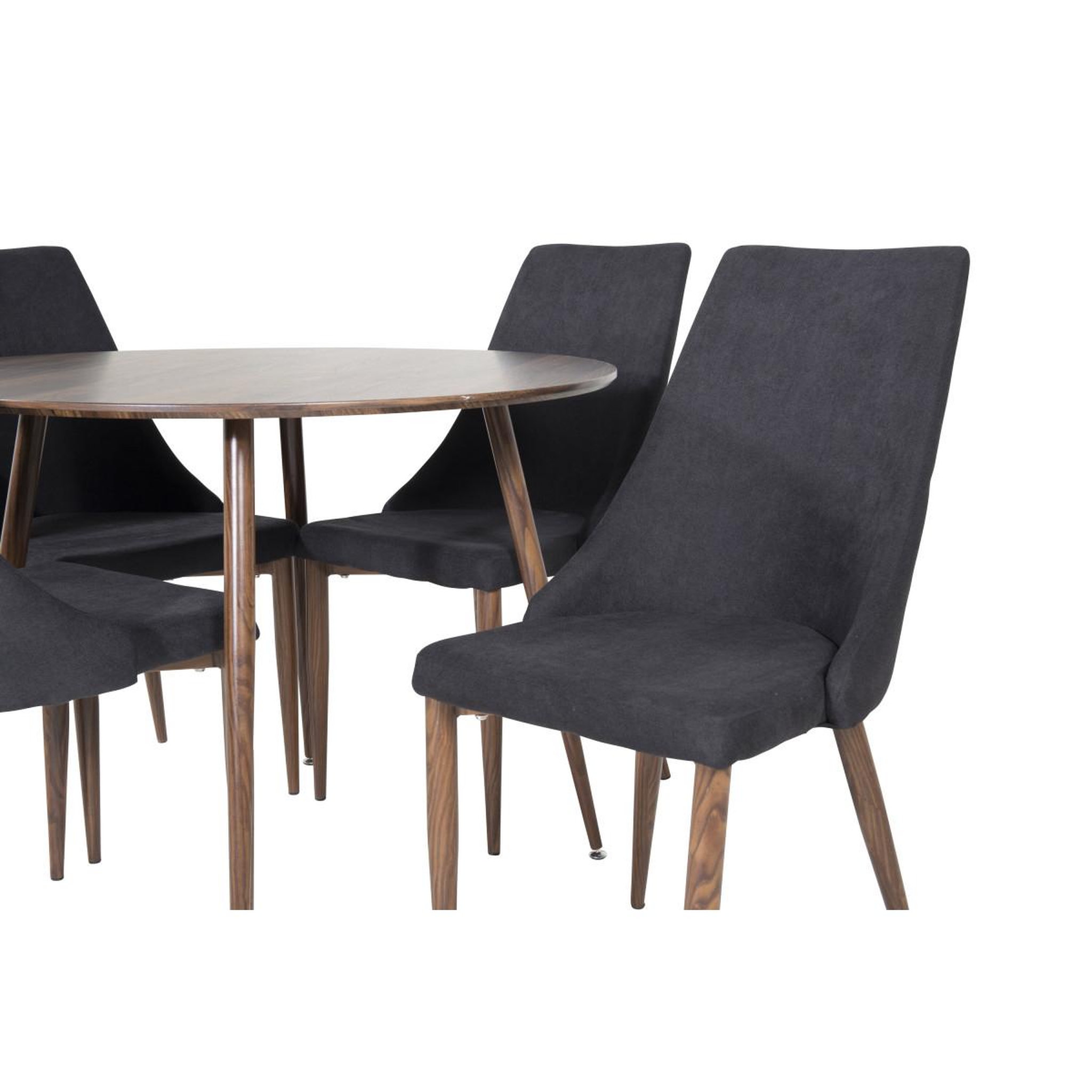 Voir la diapositive 2 : Paris Prix Ensemble table à manger & 4 chaises  plaza & leone  100cm noyer & noir