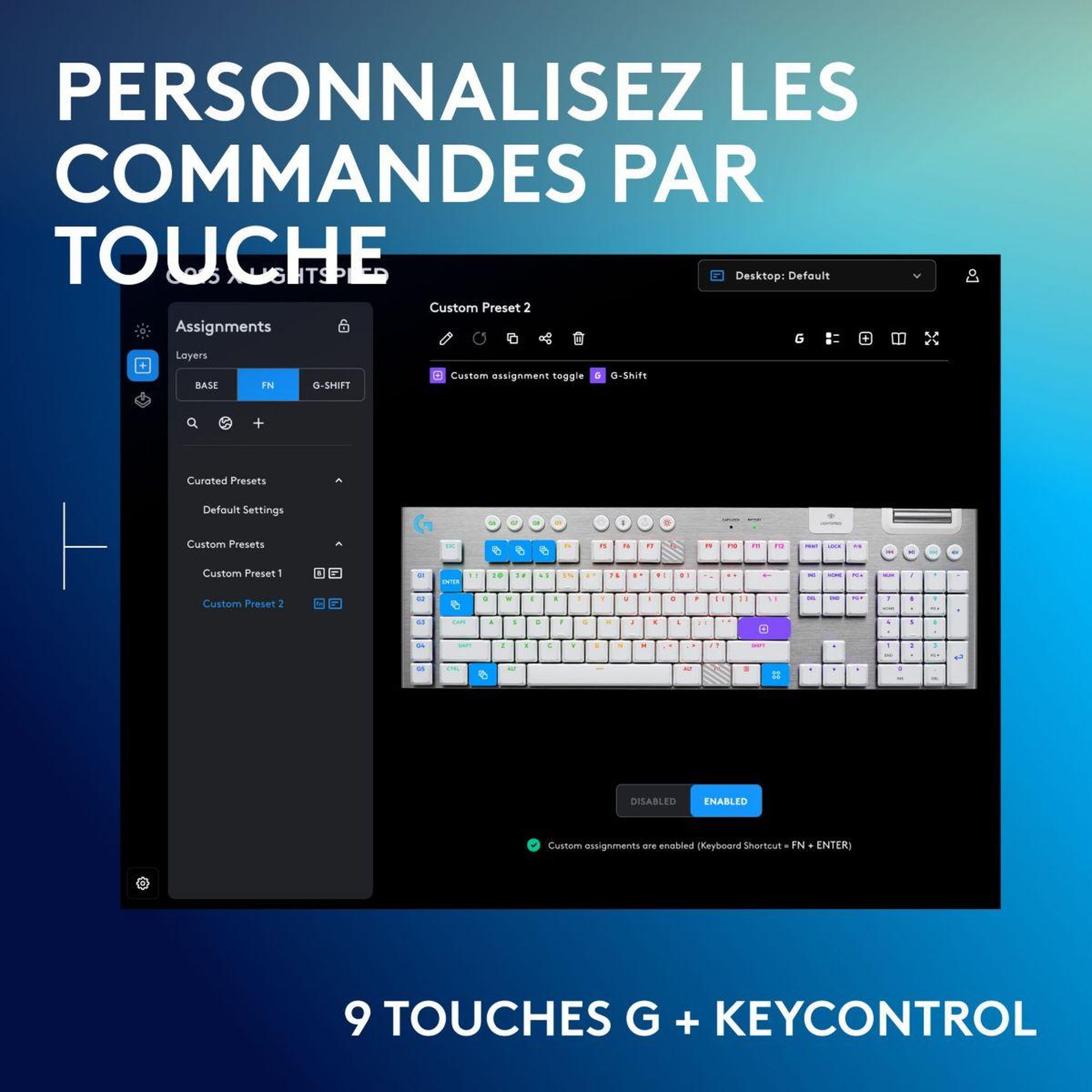 Voir la diapositive 4 : Logitech Clavier gamer sans fil G915 X Lightspeed Tactile Blanc