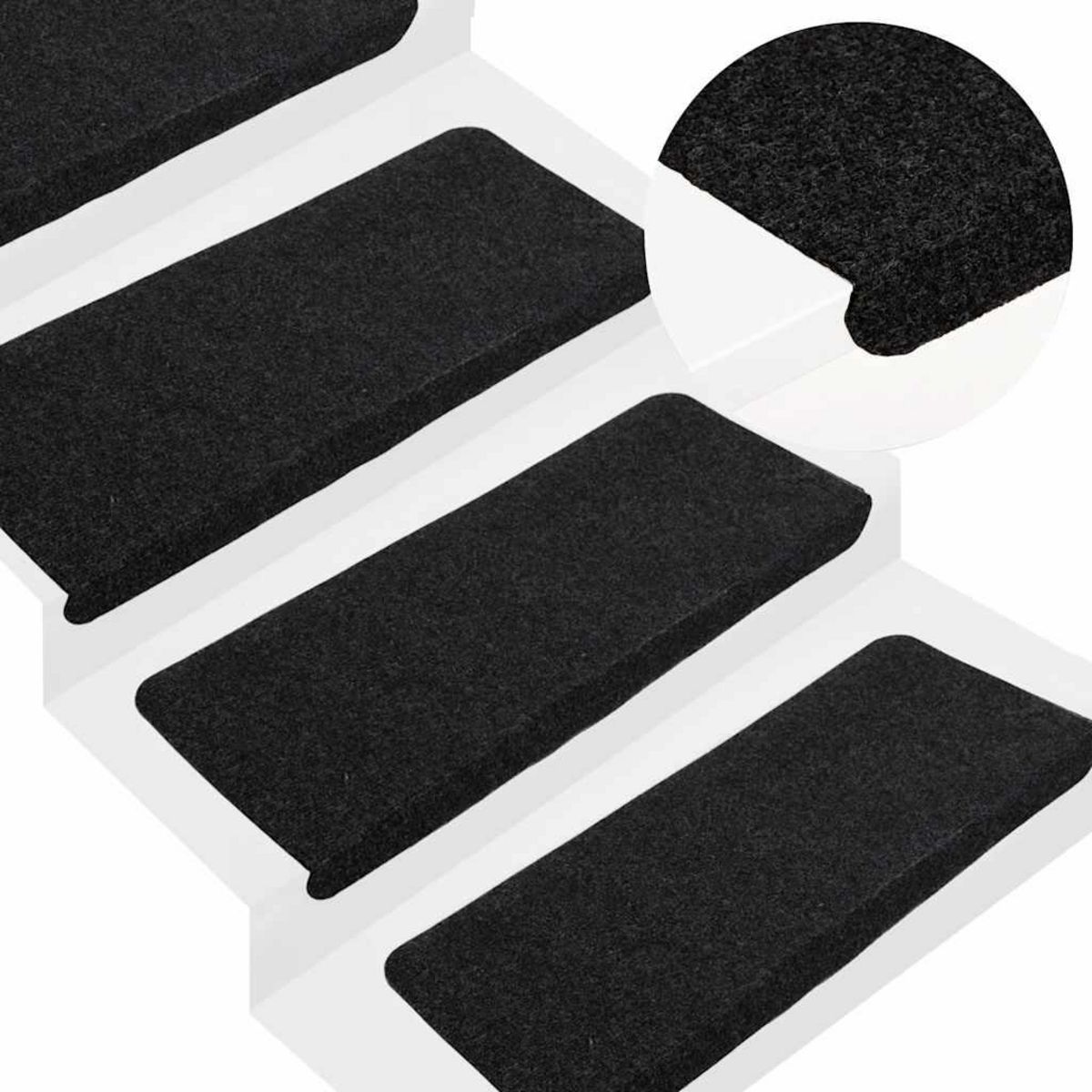 VIDAXL Tapis d'escalier auto-adhesifs 30 pcs noir 65x24,5x3,5 cm