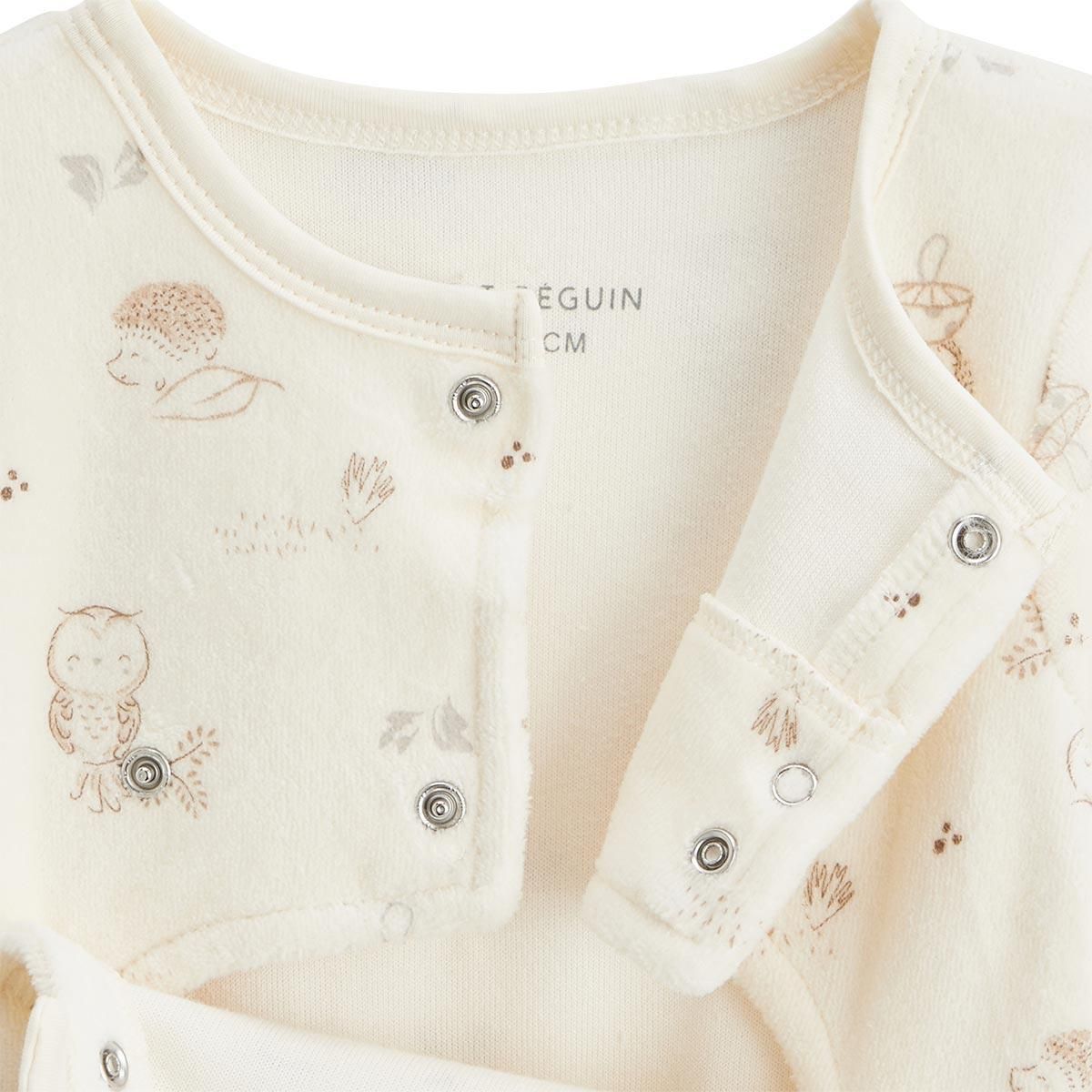 Petit Béguin Pyjama bébé en velours ouverture pont Envolée de bisous