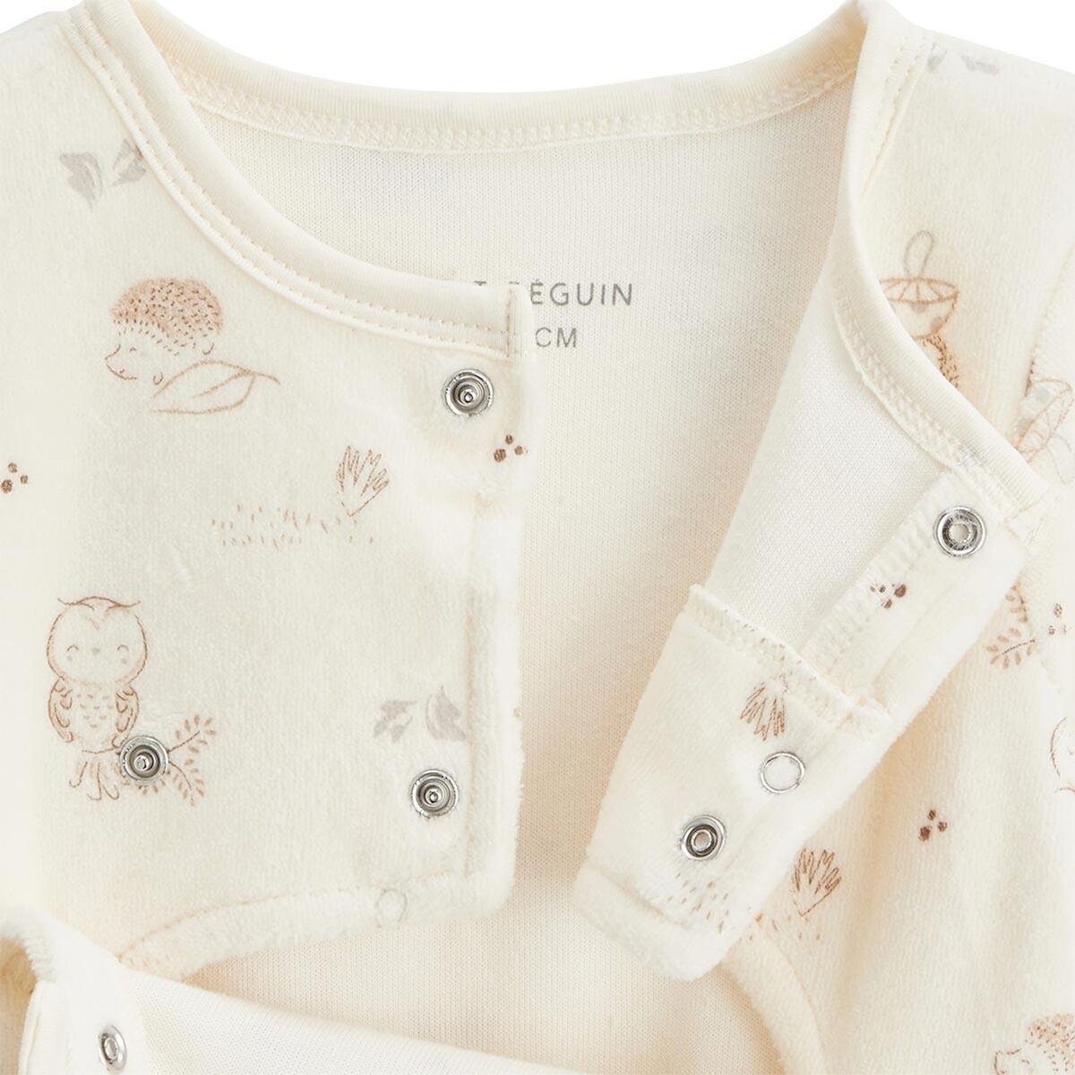 Petit Béguin Pyjama bébé en velours ouverture pont Envolée de bisous