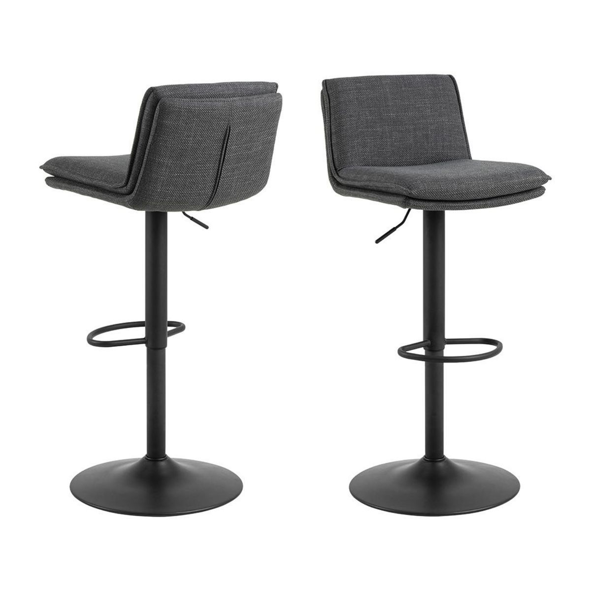 LISA DESIGN Alora - lot de 2 tabourets - ajustables et pivotants - en tissu
