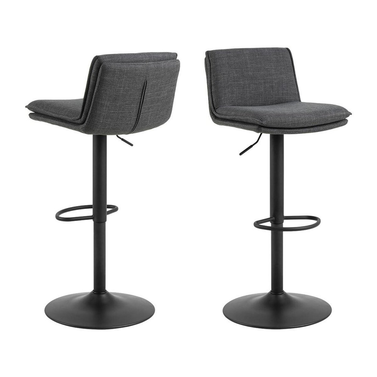 LISA DESIGN Alora - lot de 2 tabourets - ajustables et pivotants - en tissu