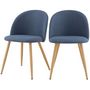 Voir la diapositive 1 : Rendez vous déco Lot de 2 chaises en tissu bleu et pieds en métal effet bois - Cozy