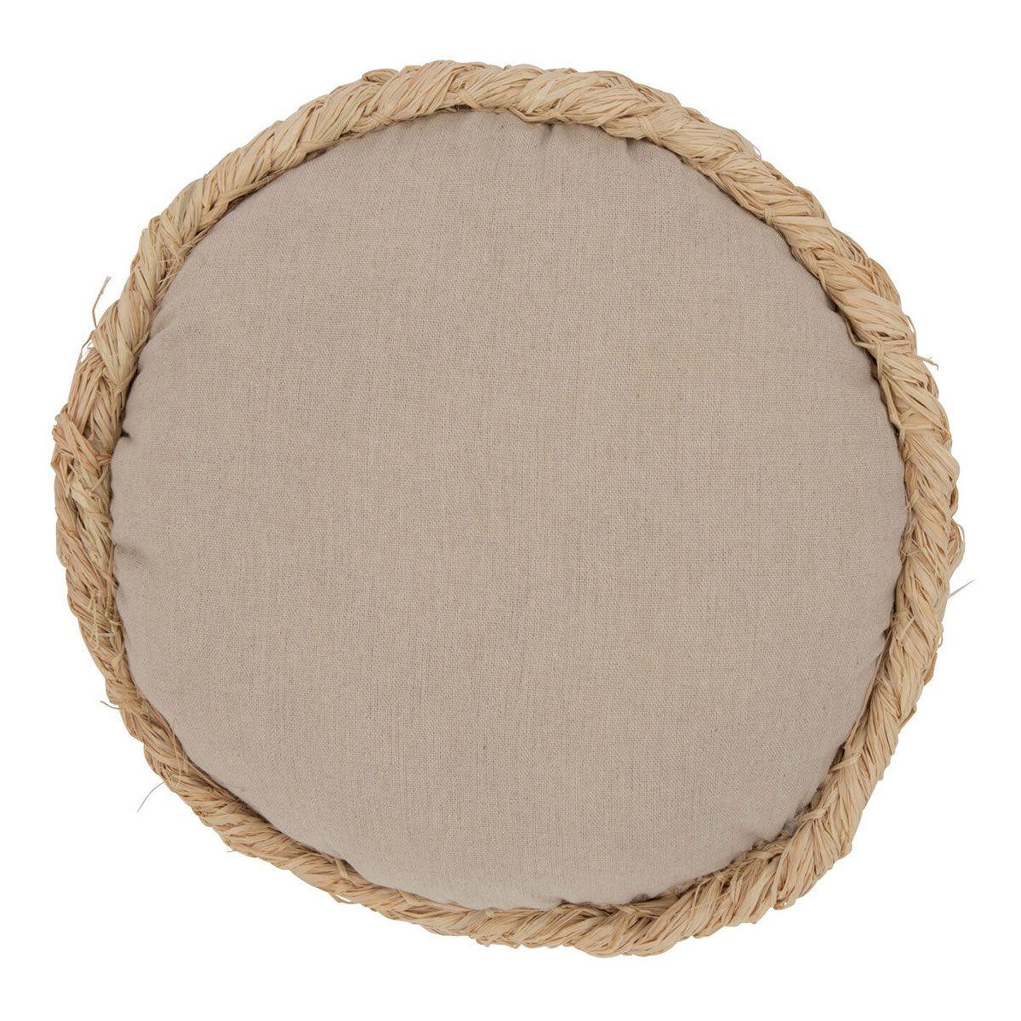 Voir la diapositive 2 : J-LINE Coussin Déco Rond  Mayssa  36x36cm Naturel