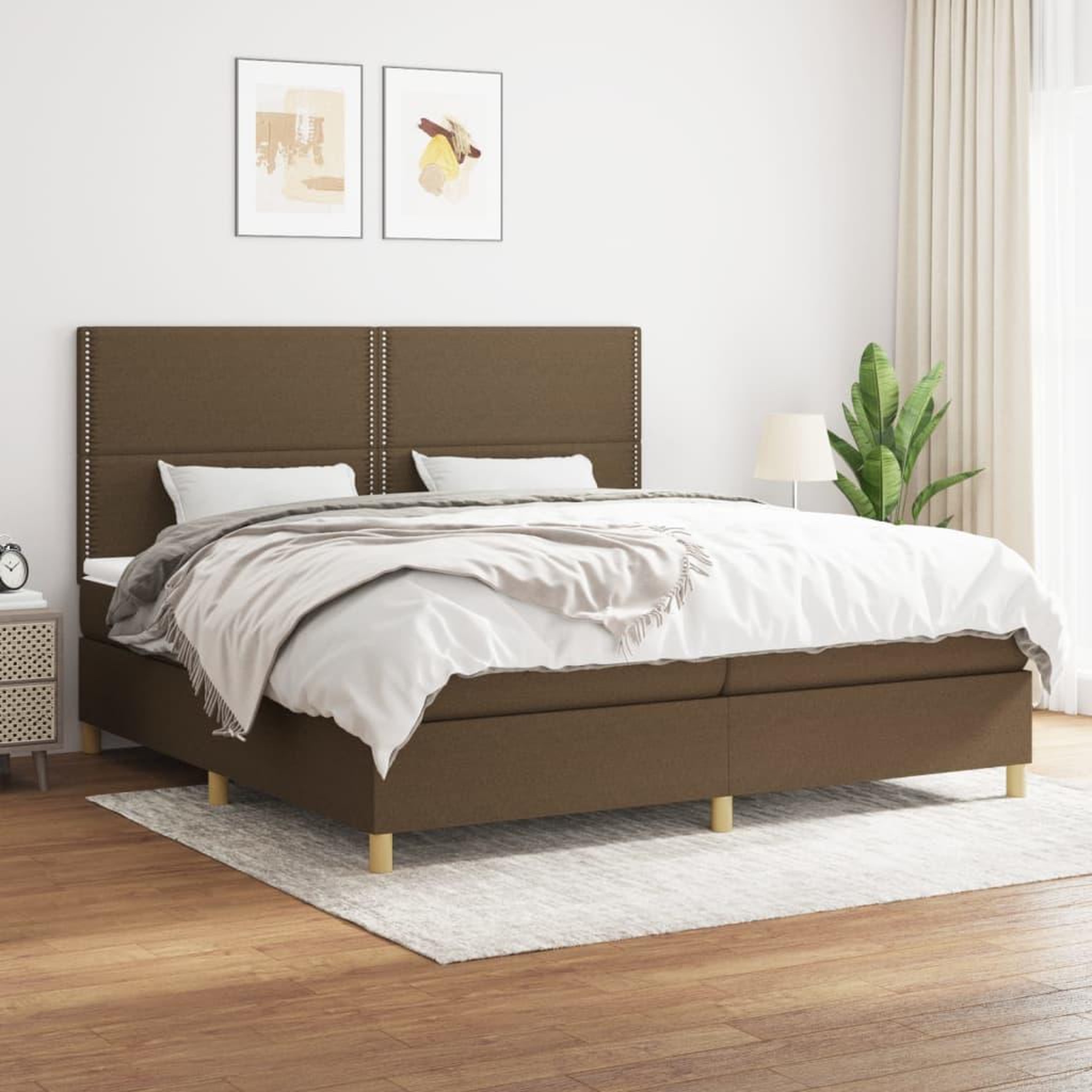 Voir la diapositive 1 : VIDAXL Sommier a lattes de lit avec matelas Marron fonce 200x200 cm