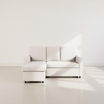 BEST MOBILIER Meiya - canapé d'angle réversible 4 places convertible avec coffre en tissu. Coloris disponibles : Bleu, Beige, Orange, Gris