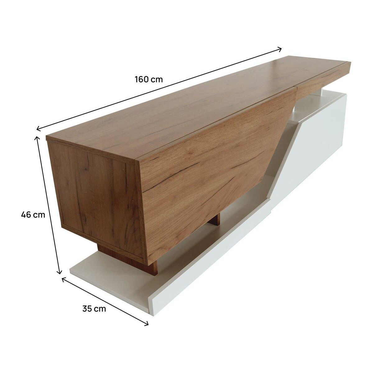 Habitat et Jardin Meuble TV  Ceelias  - 160 x 46 x 35 cm - Blanc/Marron Foncé