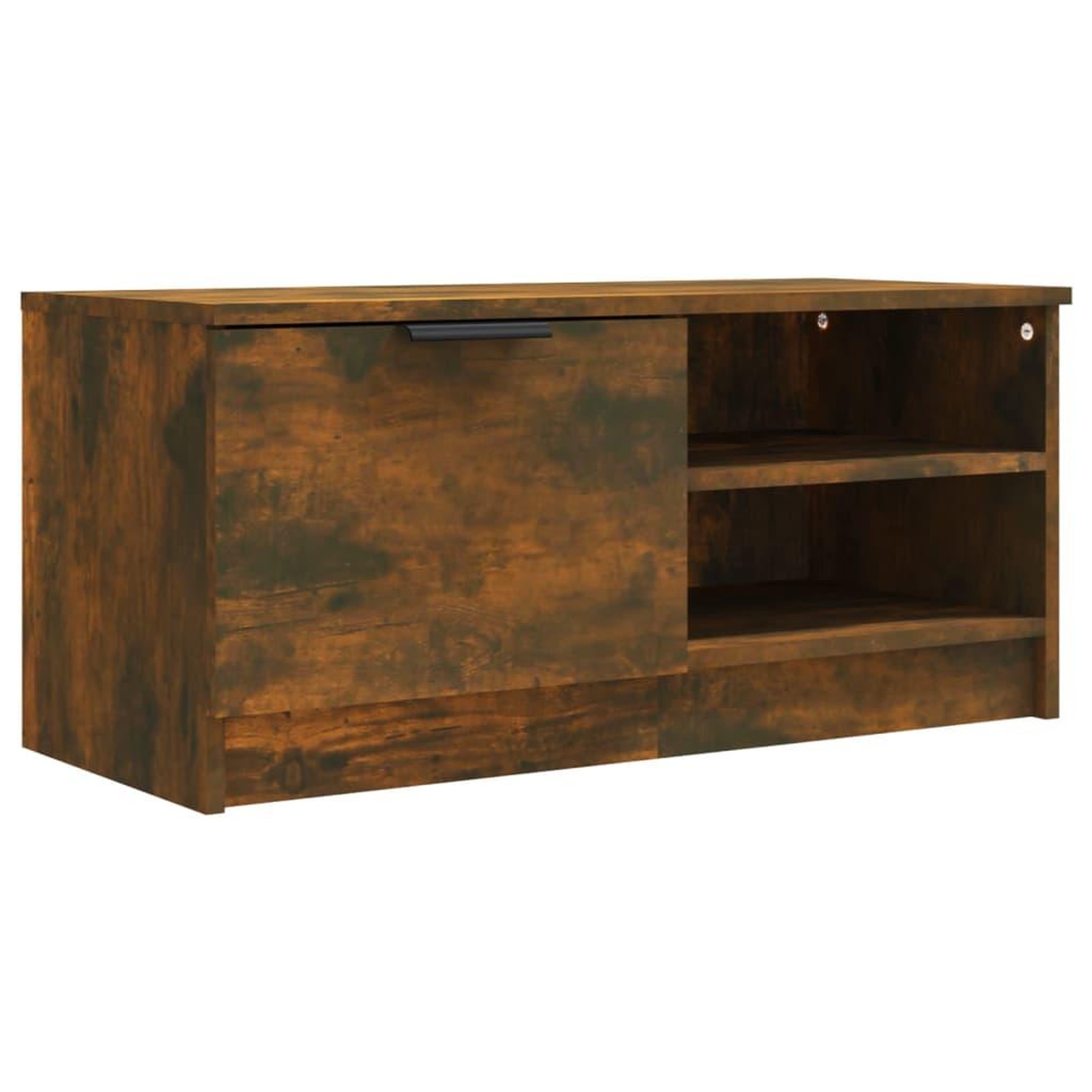 Voir la diapositive 2 : VIDAXL Meuble TV Chene fume 80x35x36,5 cm Bois d'ingenierie