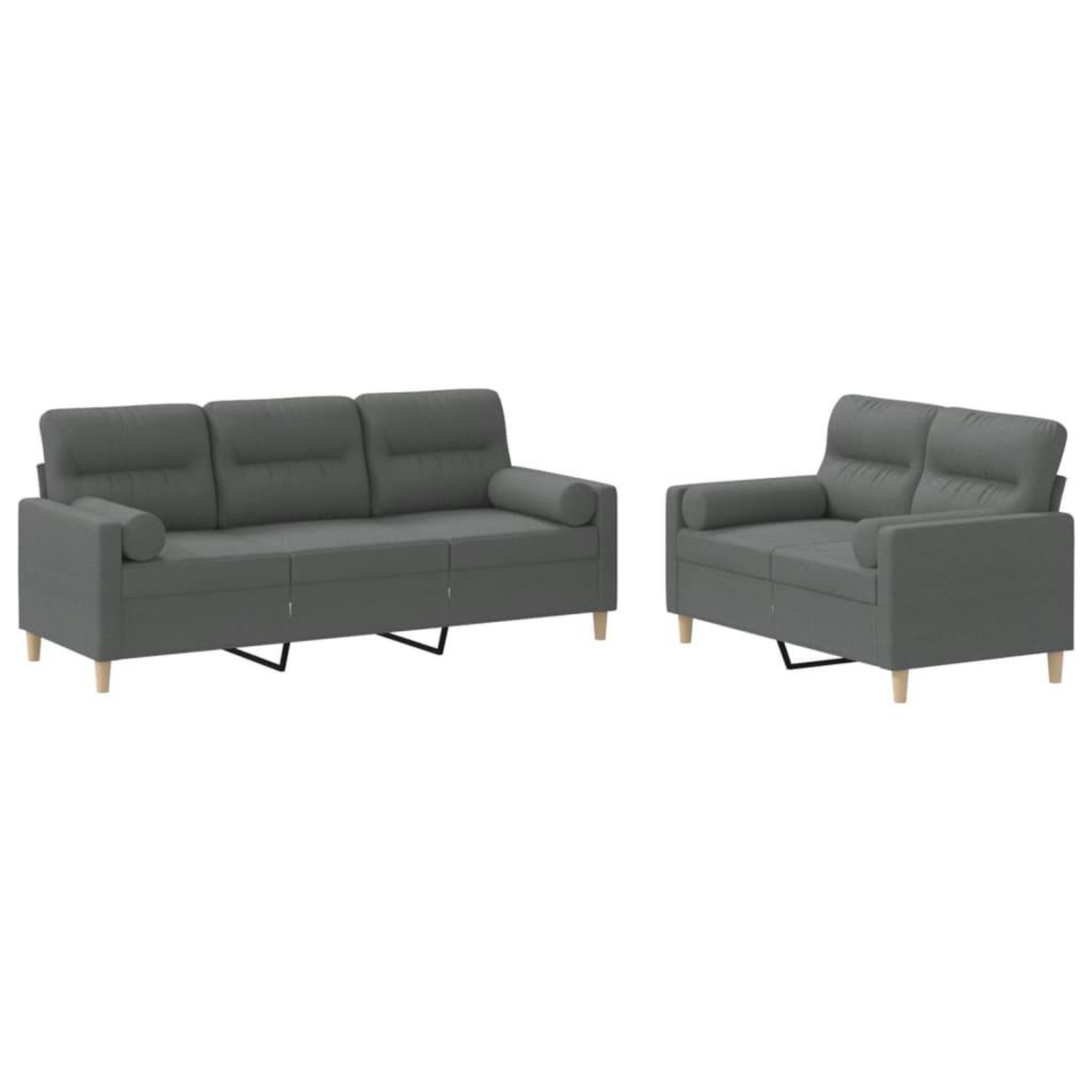 Voir la diapositive 2 : VIDAXL Ensemble de canapes 2 pcs coussins gris fonce tissu