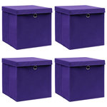 VIDAXL Boîtes de rangement et couvercles 4 pcs Violet 32x32x32cm Tissu