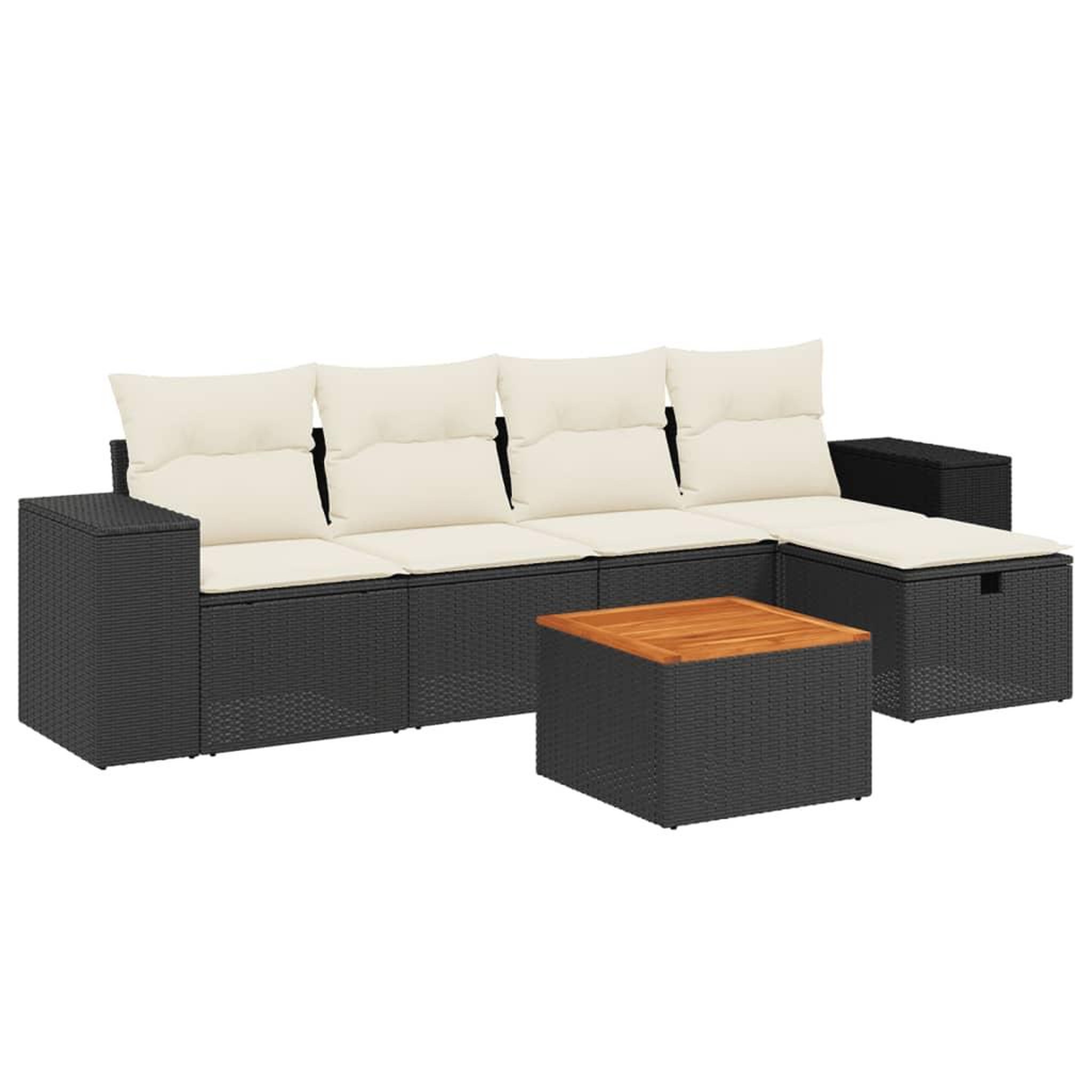 Voir la diapositive 2 : VIDAXL Salon de jardin 6 pcs avec coussins noir resine tressee