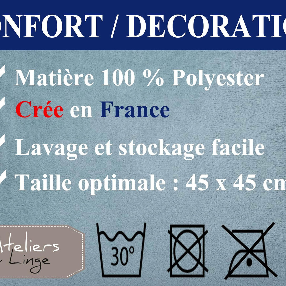 Les Ateliers du Linge Coussin imprime 100% polyester melly