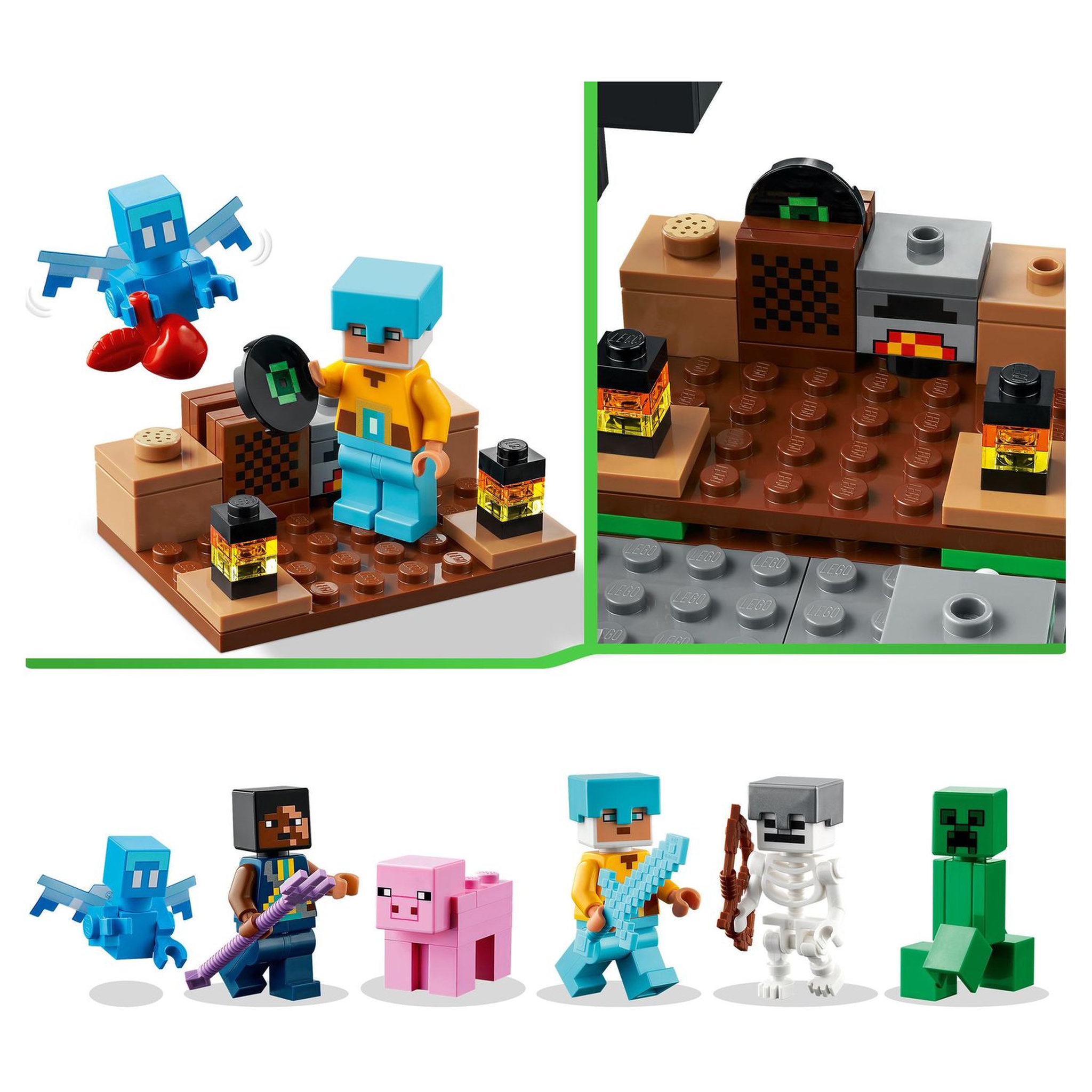 Voir la diapositive 6 : LEGO Minecraft 21244 L'avant poste de l'épée, Jouet de Construction, avec Figurines Creeper, Guerrier Gardien et Squelette,