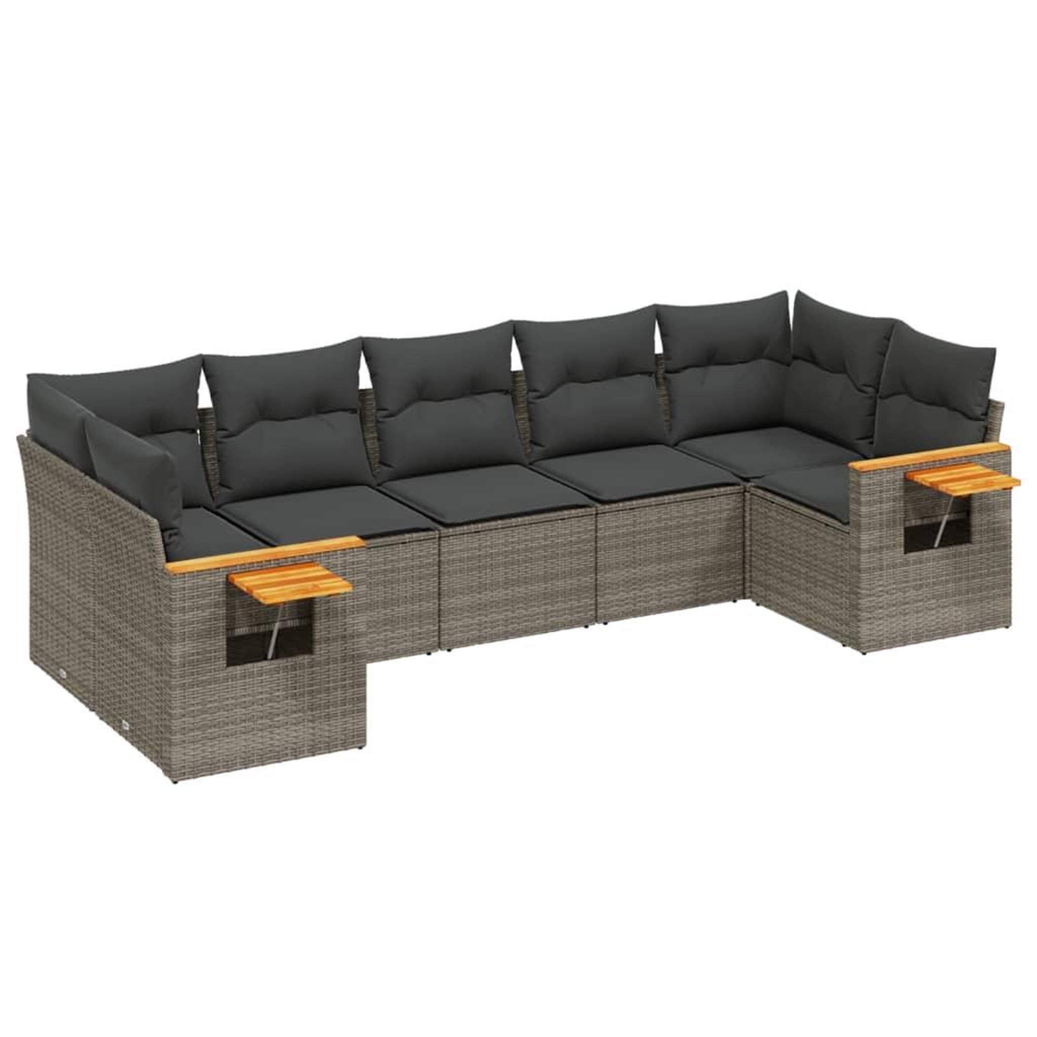 Voir la diapositive 2 : VIDAXL Salon de jardin avec coussins 7 pcs gris resine tressee