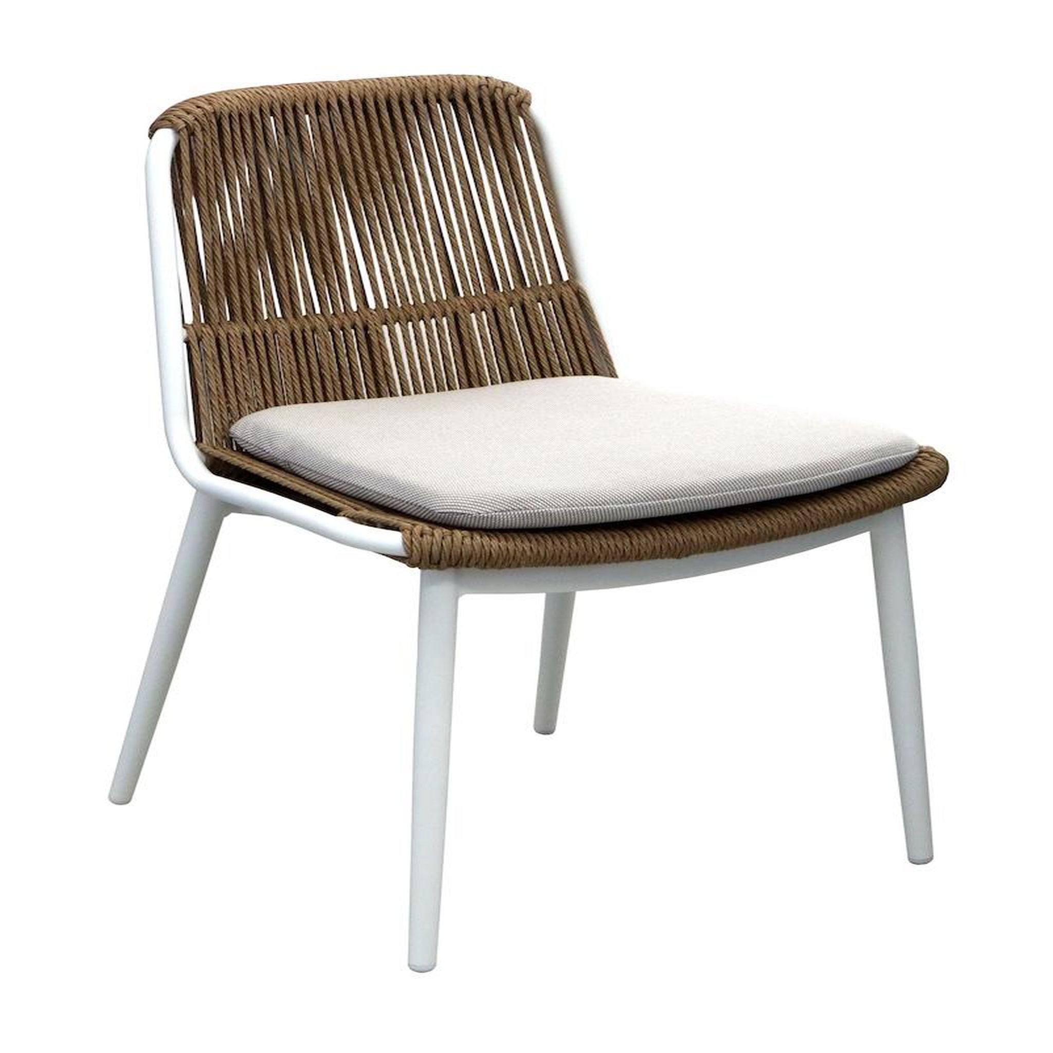Proloisirs Chaise de repas - COMO - Blanc / Wicker Twist naturel - Aluminium époxy