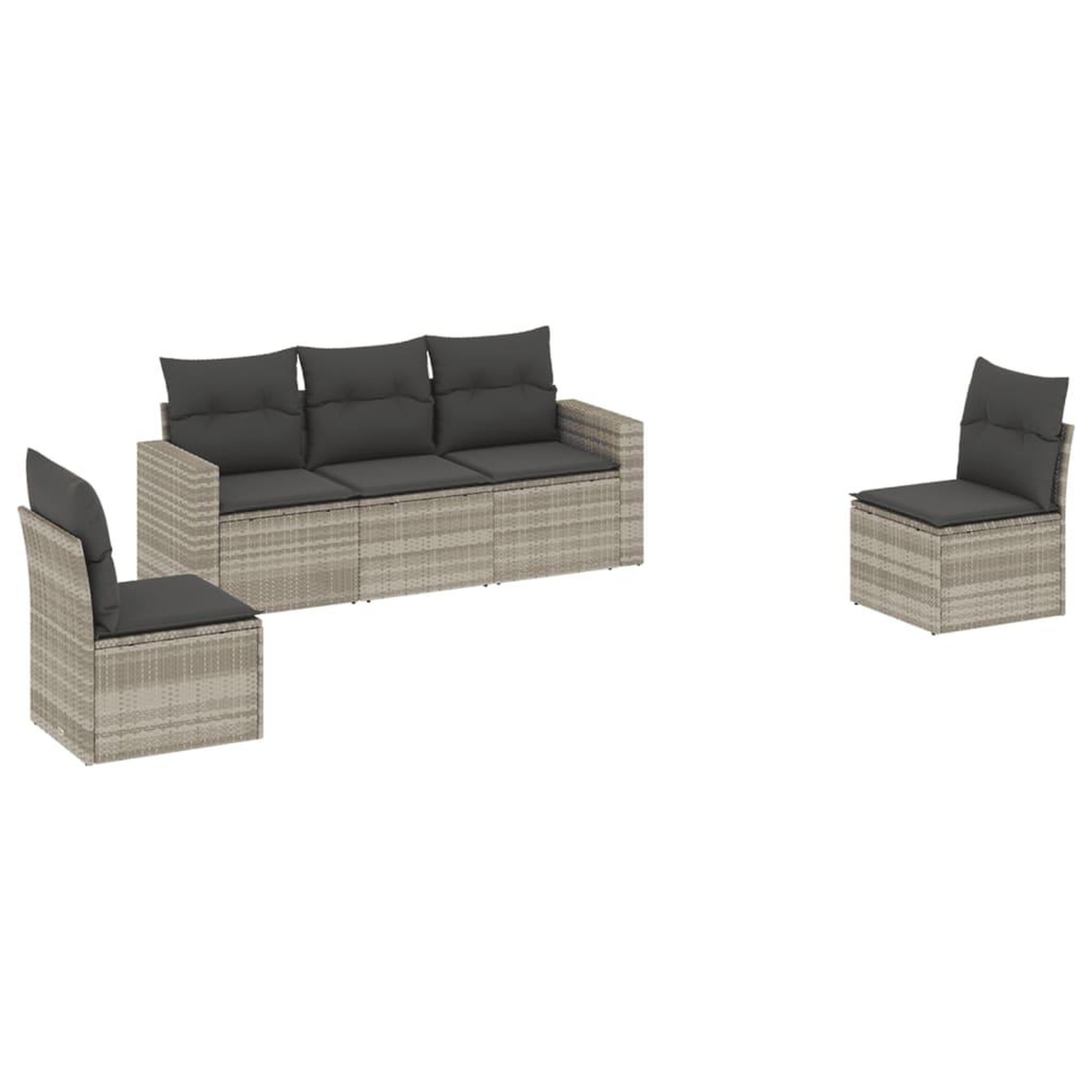 Voir la diapositive 2 : VIDAXL Salon de jardin 5 pcs avec coussins gris clair resine tressee