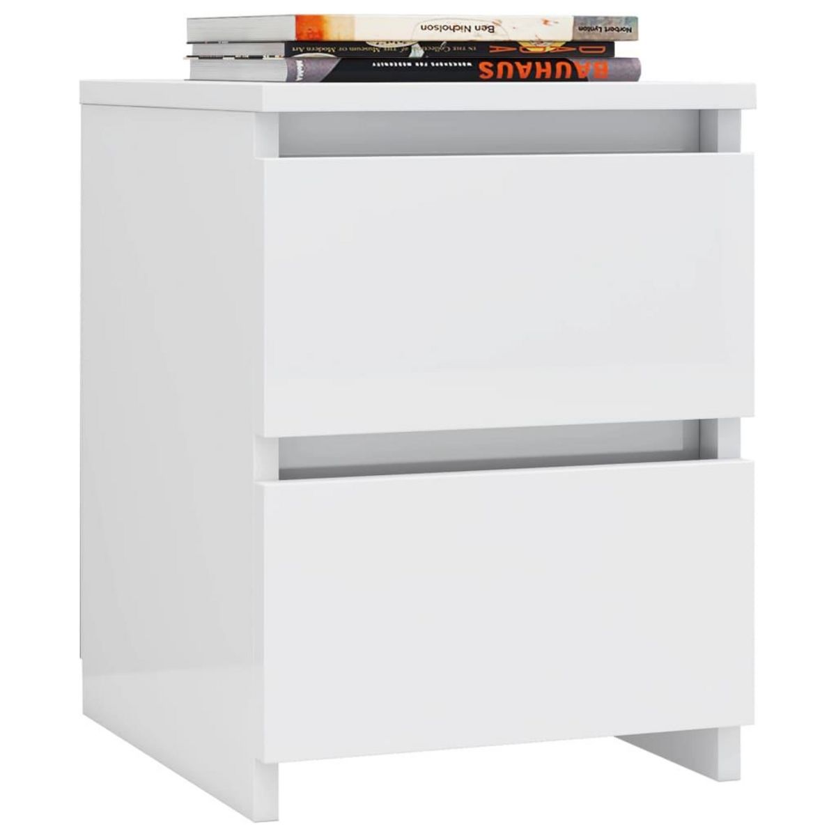 VIDAXL Tables de chevet 2 pcs Blanc brillant Bois d'ingenierie