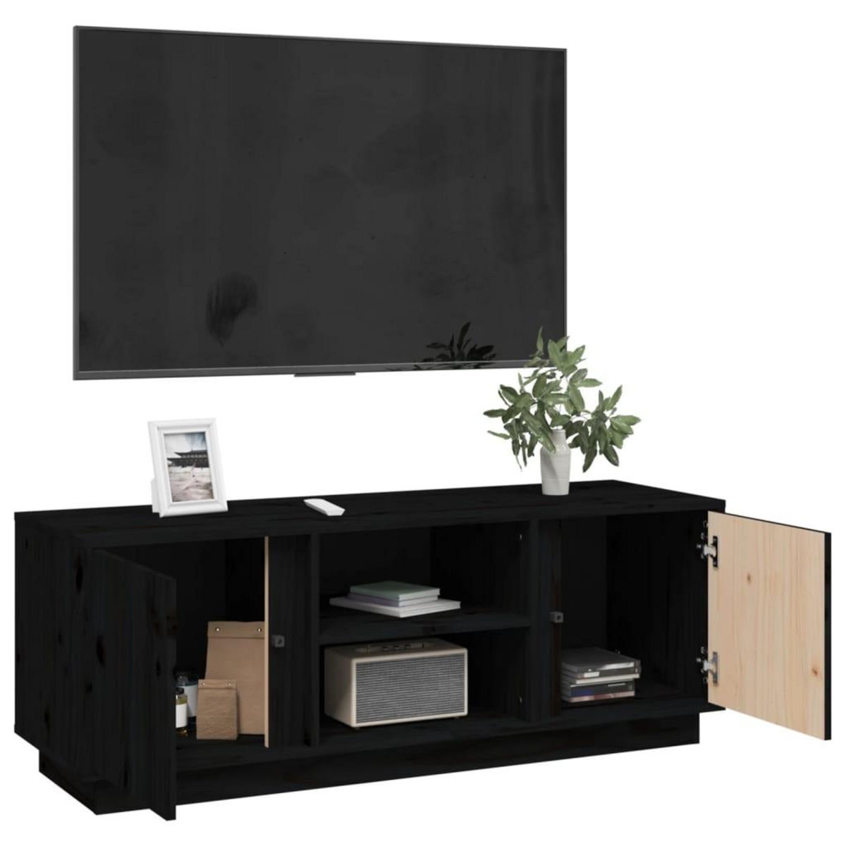 VIDAXL Meuble TV Noir 110x35x40,5 cm Bois de pin massif