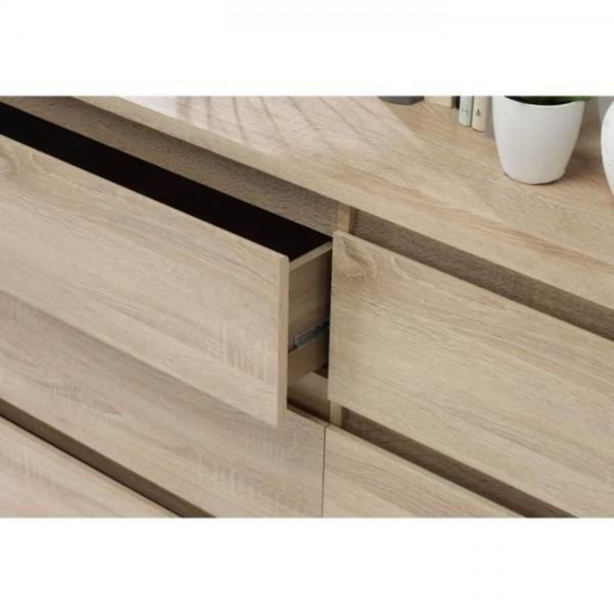 MARKET24 Commode CHELSEA 6 Tiroirs - Couleur chene - L 154 x P 42,2 x H 79,9 cm