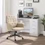 HOMCOM Fauteuil de bureau chaise de bureau hauteur réglable roulettes pivotant 360° tissu chanvre 69L x 66l x 89,5-97H cm beige