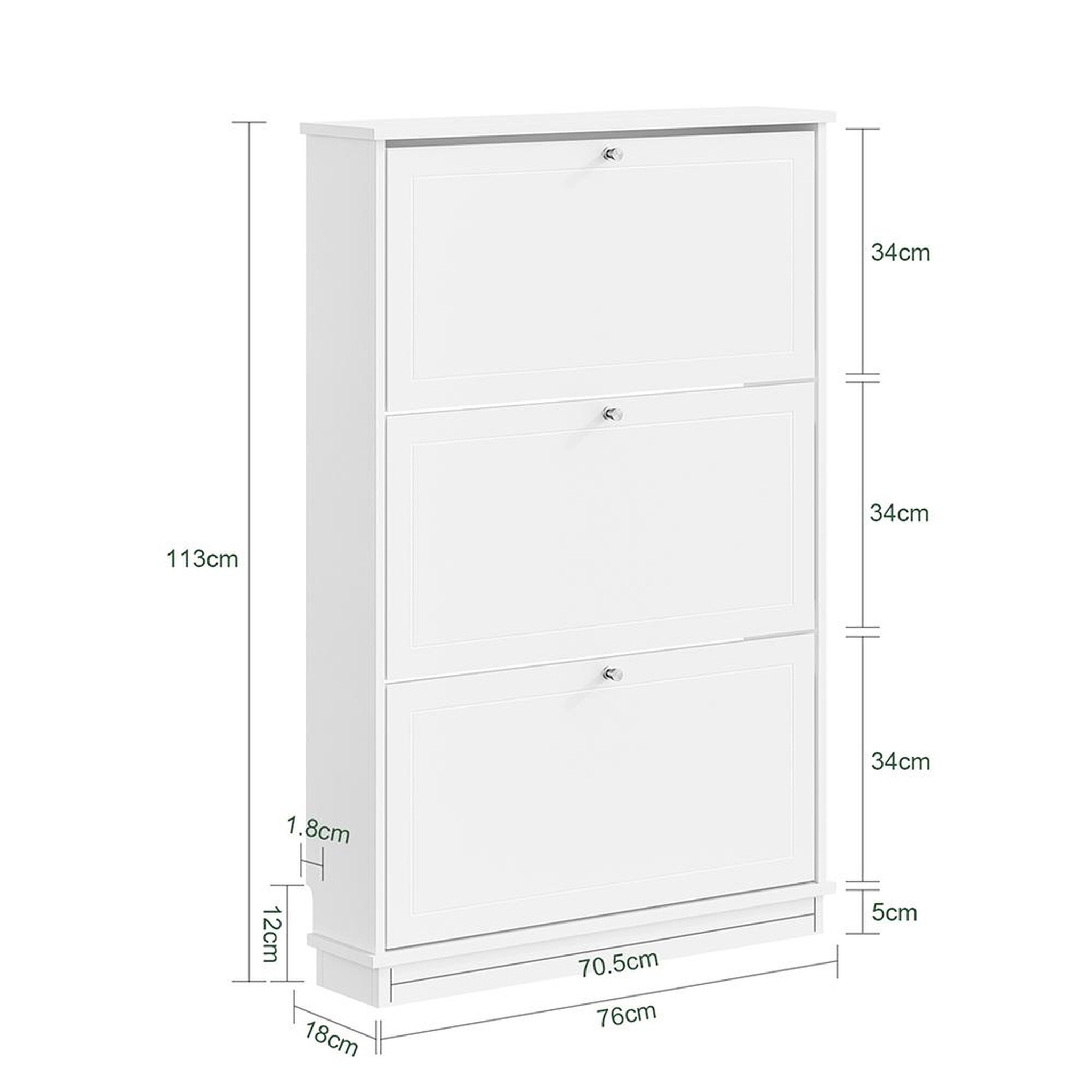 Voir la diapositive 3 : SOBUY Armoire à chaussures Blanc 76x18x113cm FSR215-W