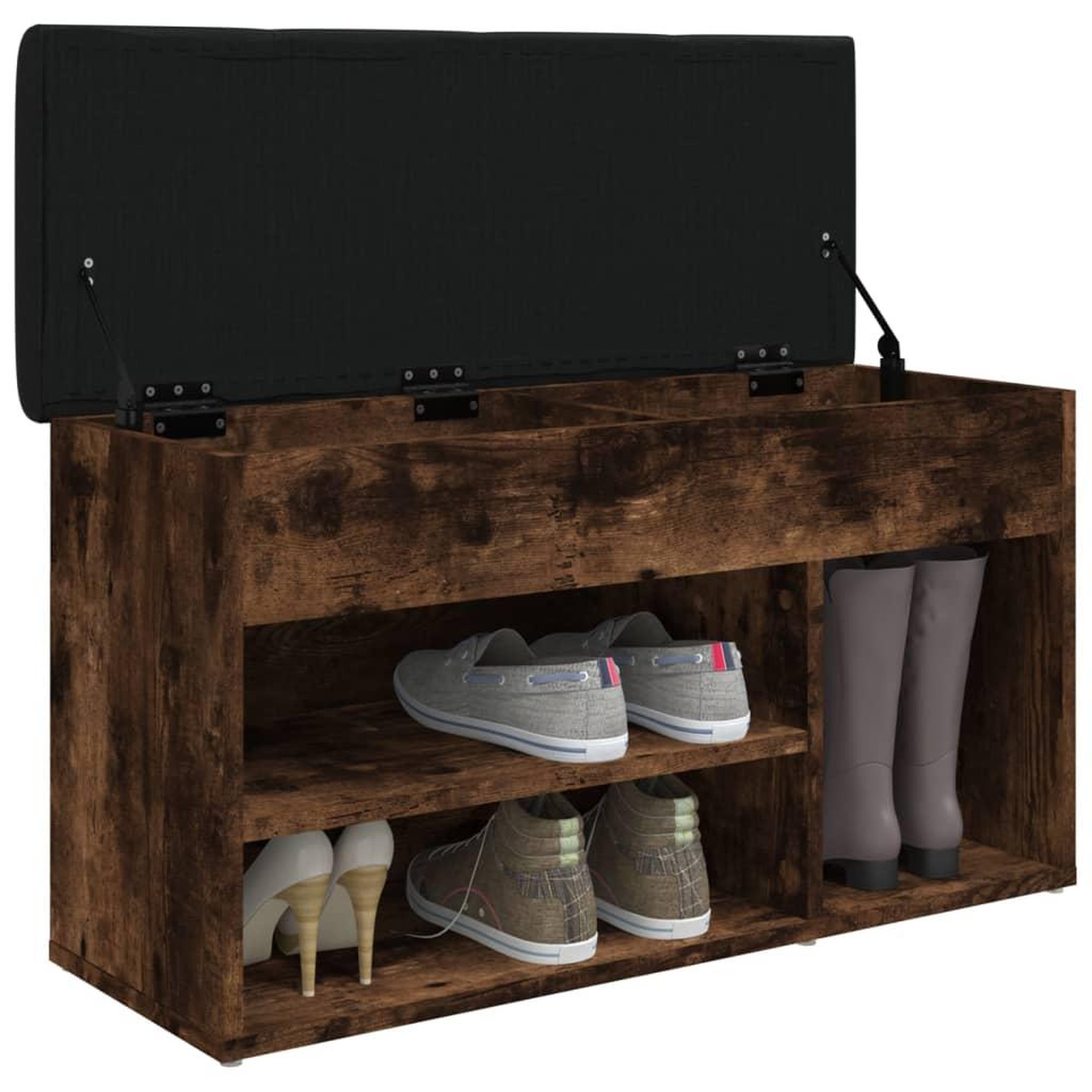 Voir la diapositive 4 : VIDAXL Banc a chaussures chene fume 82x32x45,5 cm bois d'ingenierie