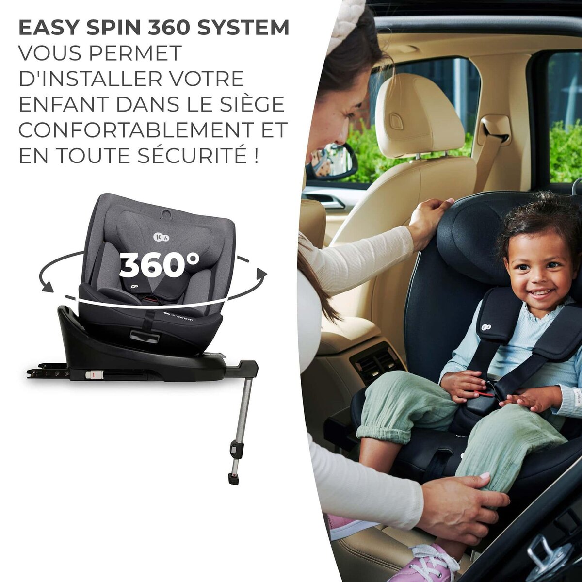KINDERKRAFT Siege auto i 360 i size pratique et confortable