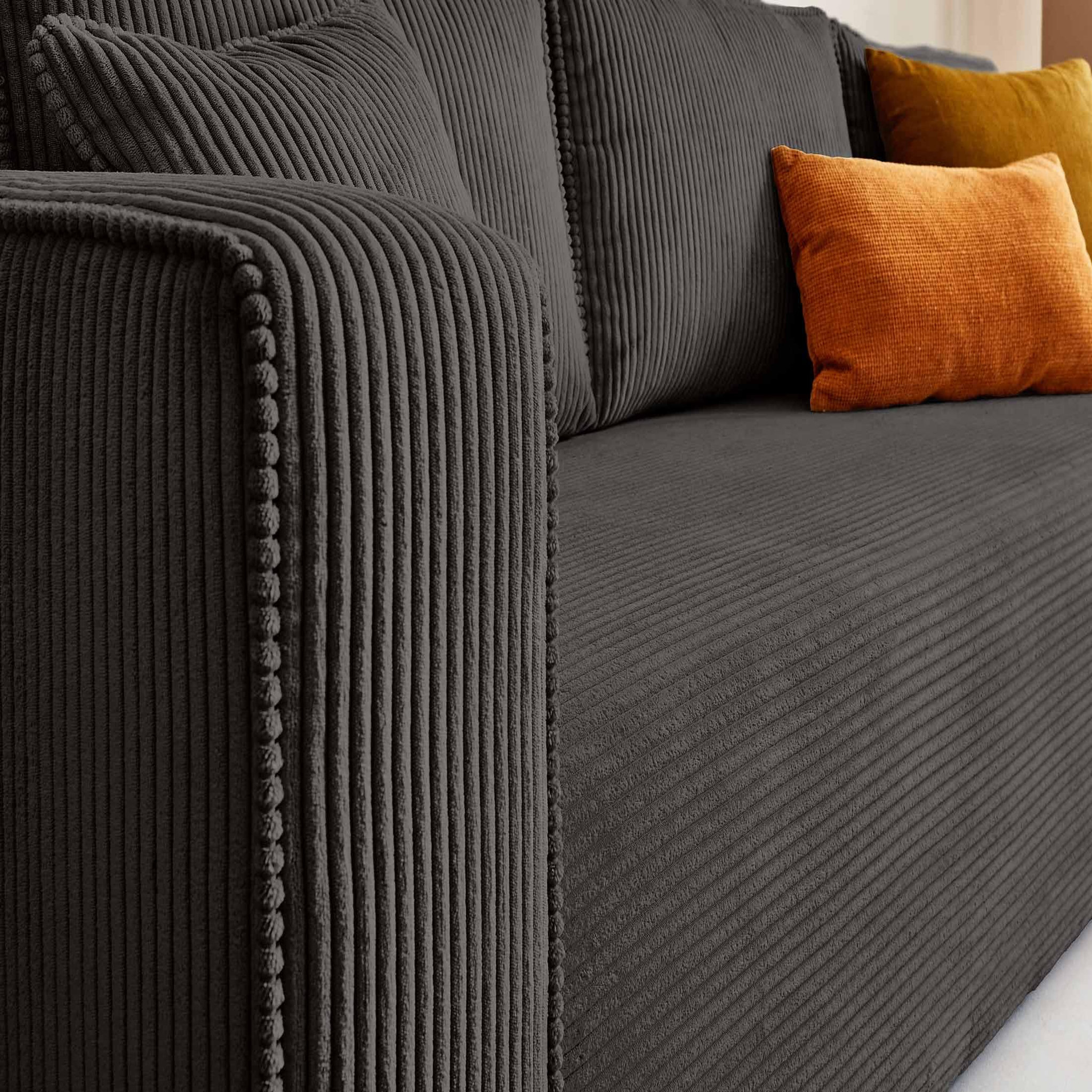 Voir la diapositive 4 : BEST MOBILIER Topaze - canapé 3 places - convertible avec coffre - en velours côtelé
